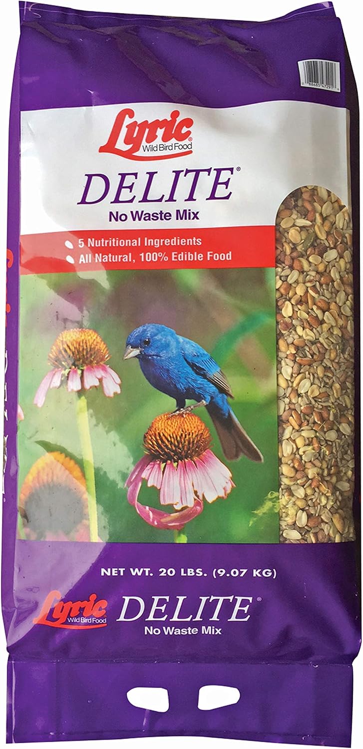 Lyric Fine Tunes and Delite No Waste Wild Bird Seed Mixes - Attracts Bluebirds, Finches and More - 35 lb