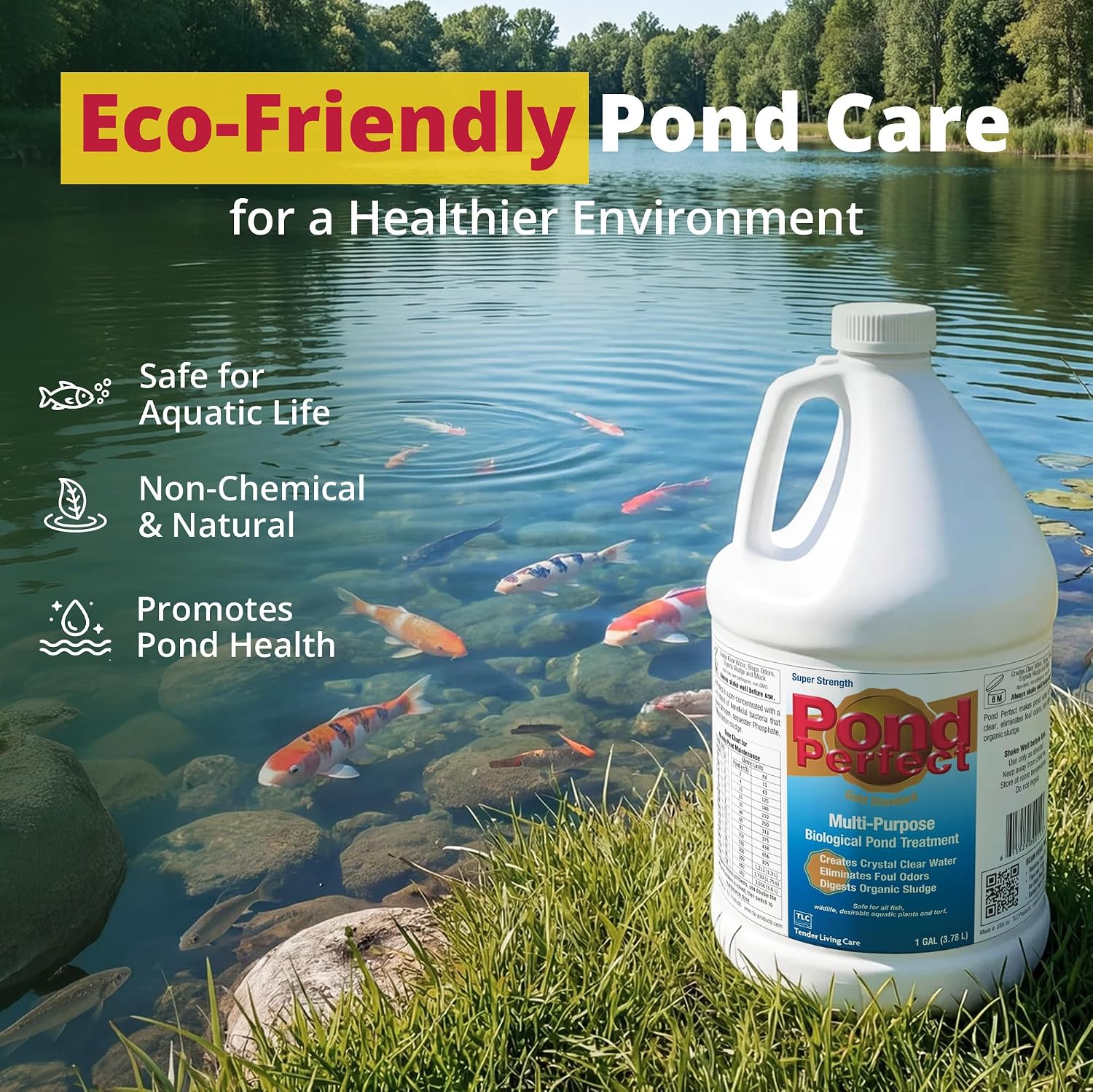PondPerfect Pond Bacteria - Natural Treatment for Ponds - Safe for Fish | Liquid Formula for Pond Maintenance – Pond Cleaner for outdoor Ponds - Safe for Fish - 32 oz (946 ml) for up to 25000 gal
