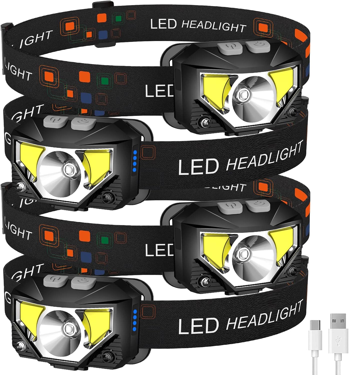 LHKNL Headlamp Flashlight, Lumen Bright Head Lamps LED Rechargeable Camping