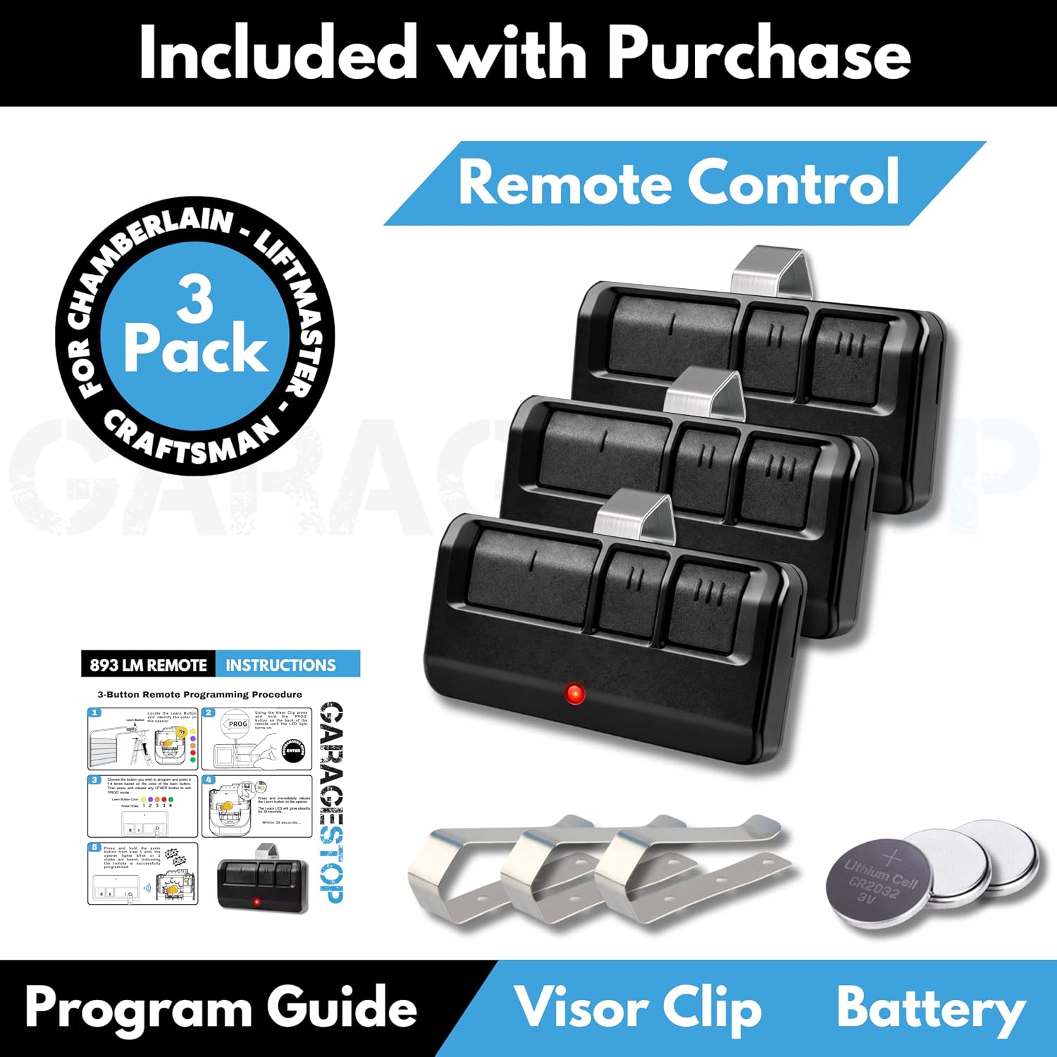 2X for LiftMaster Chamberlain Craftsman Universal Garage Door Opener Remote
