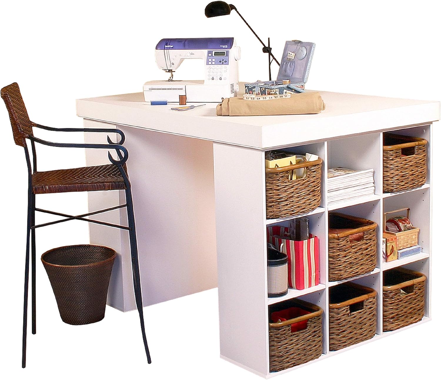 Venture Horizon Project Center Desk with Two 9-Cubby Bookcase (Oak)