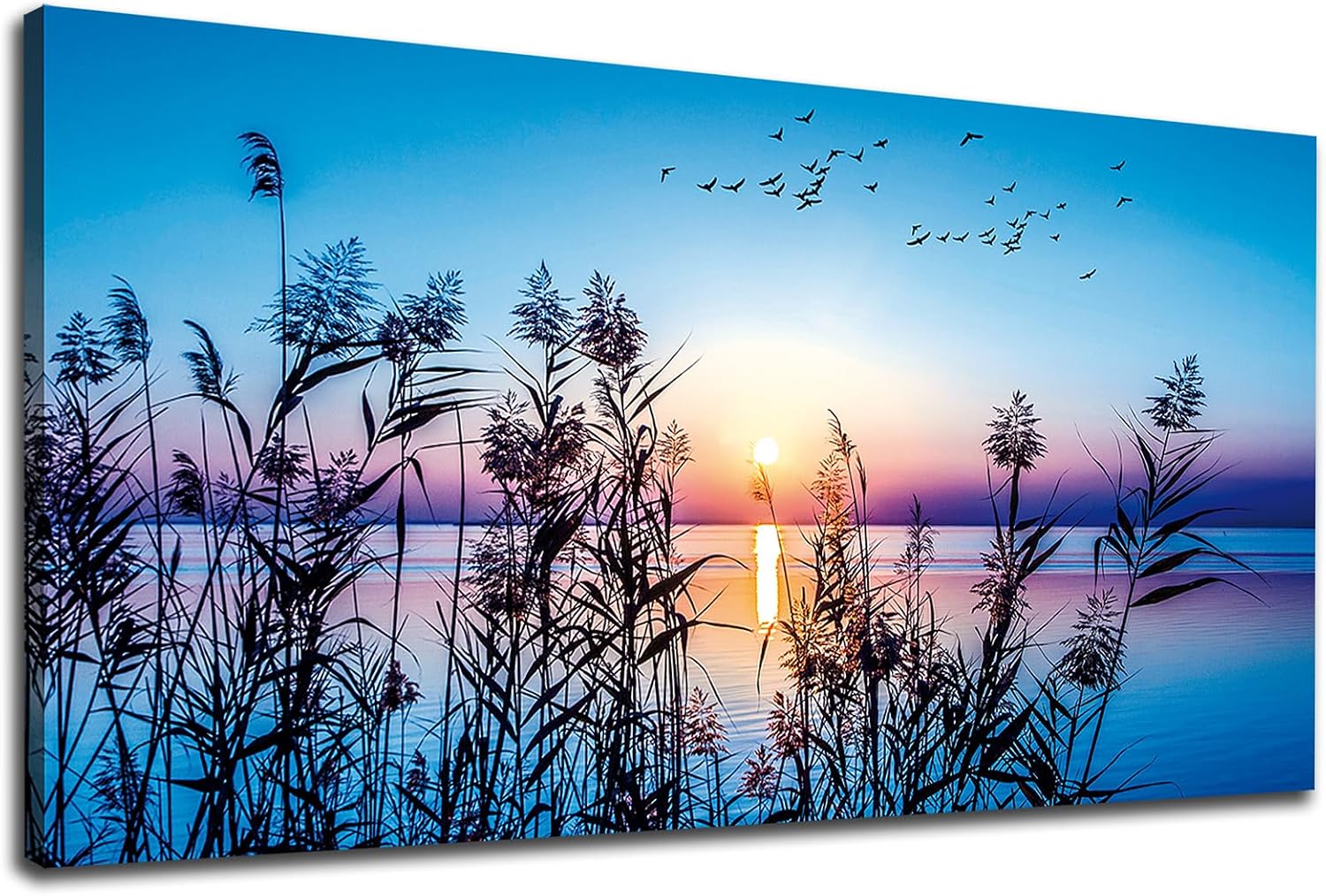 arteWOODS Ocean Wave Canvas Wall Art Beach Sunset Pictures Coastal Nature Artwork Blue Sea Painting Prints for Living Room Bedroom Home Office Decoration 20" x 40"