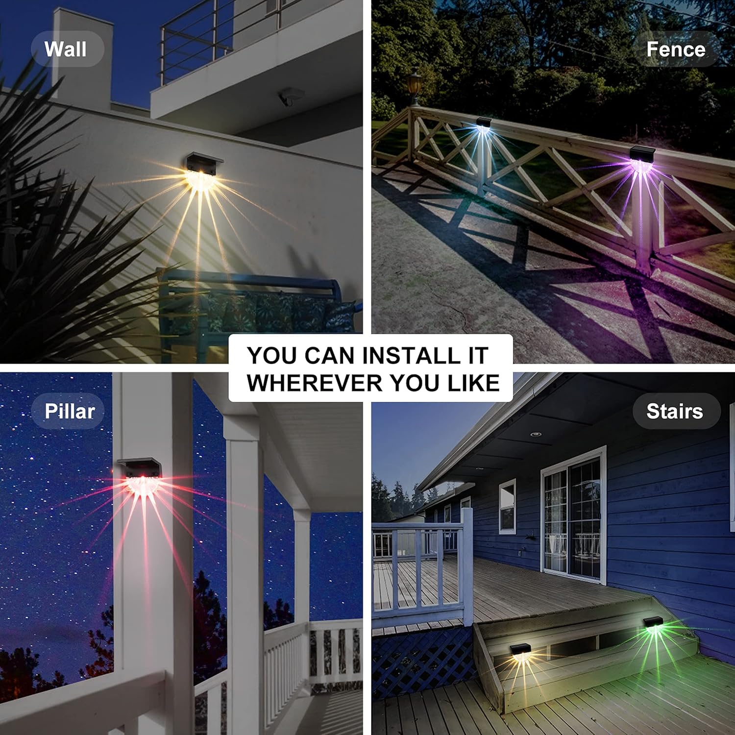 Solar Deck Lights Outdoor - 8 Pack Solar Step Light CIYOYO Waterproof Fence Lights for Patio Stairs Post Pathway Porch Driveway Yard Garden Decor