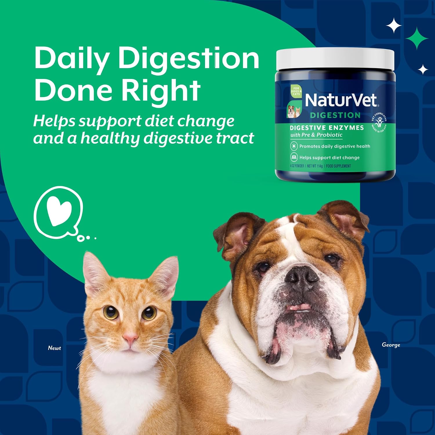 NaturVet Digestive Enzymes with Pre & Probiotic for Dogs & Cats - 8 oz | Supports Diet Changes & a Healthy Digestive Tract with Prebiotics, Powder