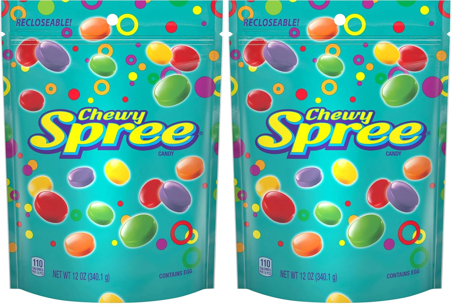 Wonka Spree Original Hard Candy, Resealable Bag, 12 Ounce Bag | Grape, lemon, lime, cherry, orange, sweet outside sour inside, resealable share bag, movie snack, sharing, nostalgic