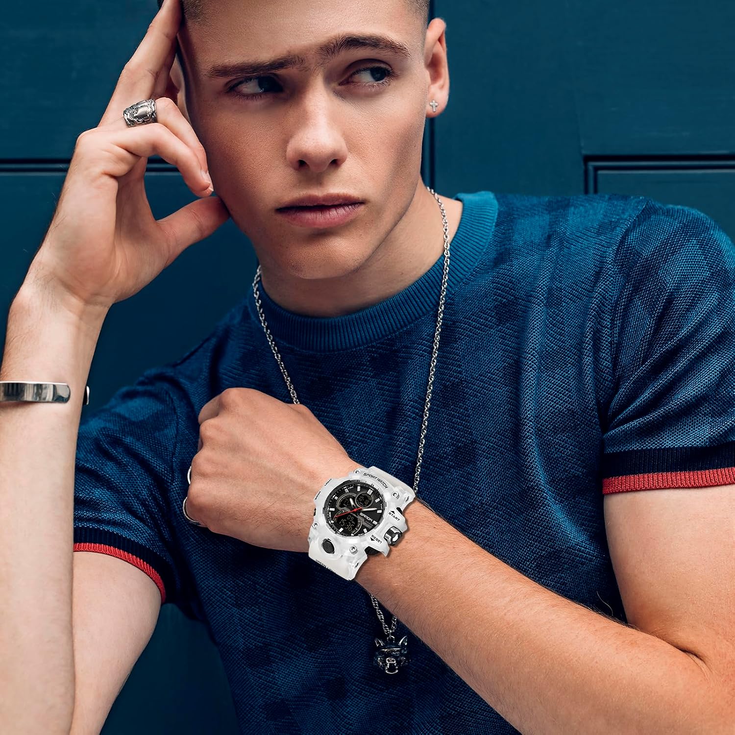 FANMIS Men Sports Outdoor Watch Analog Digital Multifunctional Black Watch | Black Sports Watch Casual Quartz Wristwatch Waterproof Military Wrist Watch Tactics LED Alarm Stopwatch Digital Watch for Men