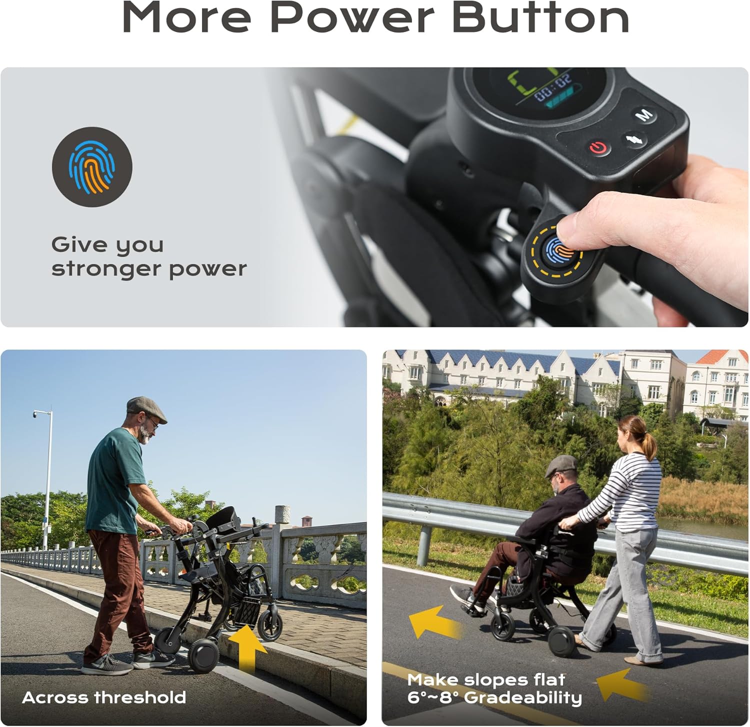 4 in 1 Rollator Walker Electric Wheelchair Combo, Electric Rollator Walker with Power Assist, Foldable Lightweight Transport Wheelchair