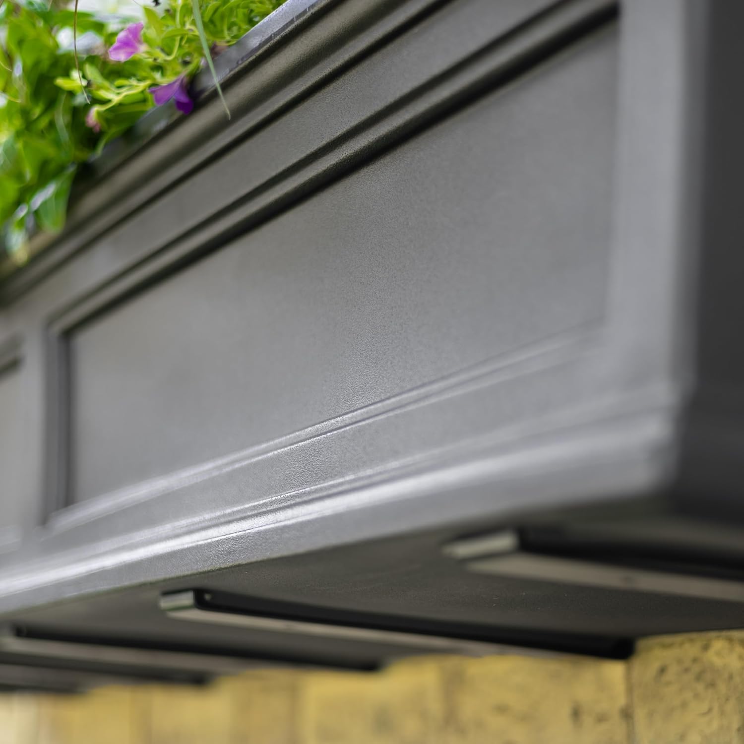 Mayne Fairfield 48in Self-Watering Rectangular Window Box Planter, Black | Self-watering, All season, Fade resistant, Mounting brackets included, Built-in overflow, 15-year warranty