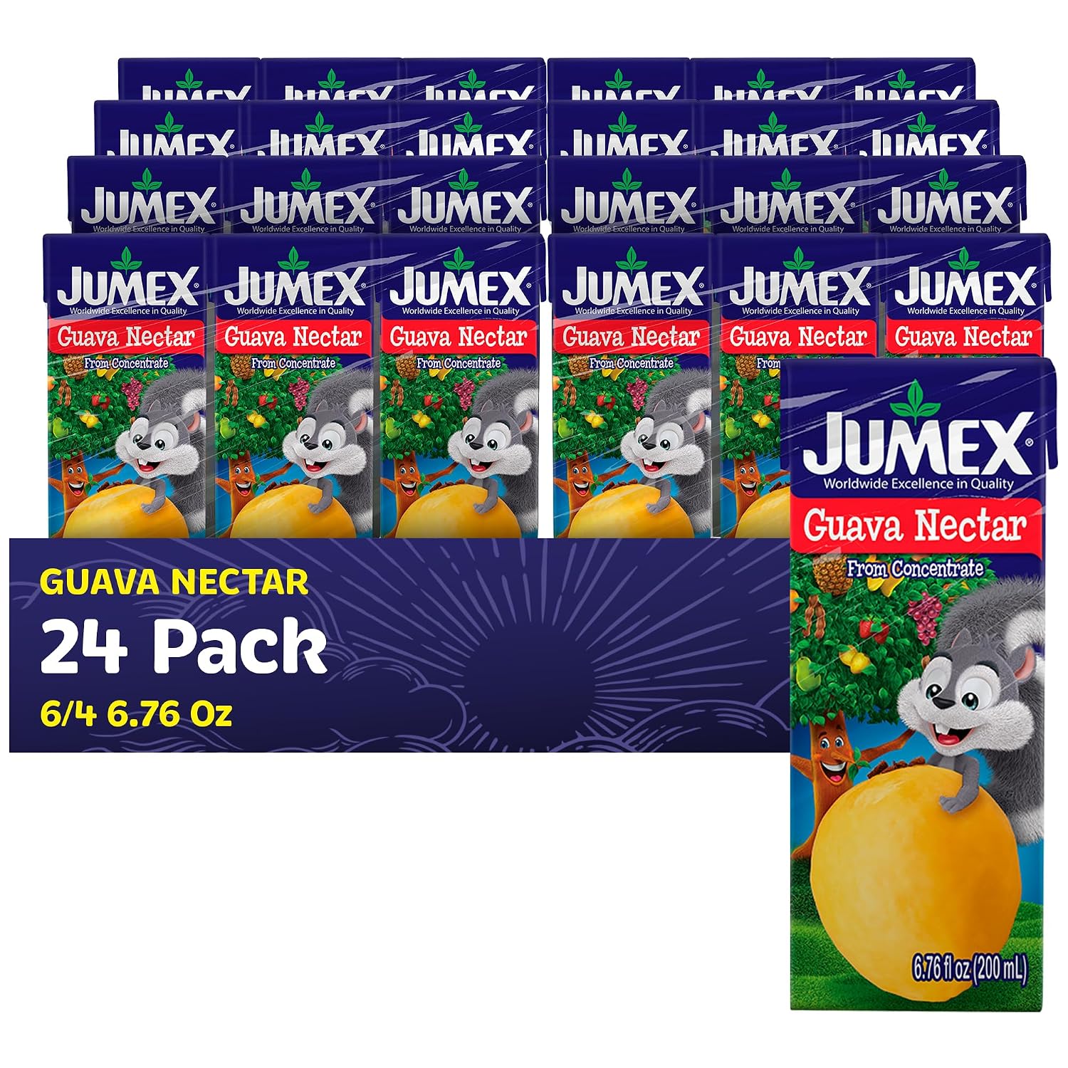 Jumex Apple Nectar Juice Boxes for Kids - Apple Juice Box with Straw - Mini Drinks for Kids - Made with Fresh Fruit Puree Concentrate - School Snacks & Smoothie Mix - 6.76oz, 24 Pack