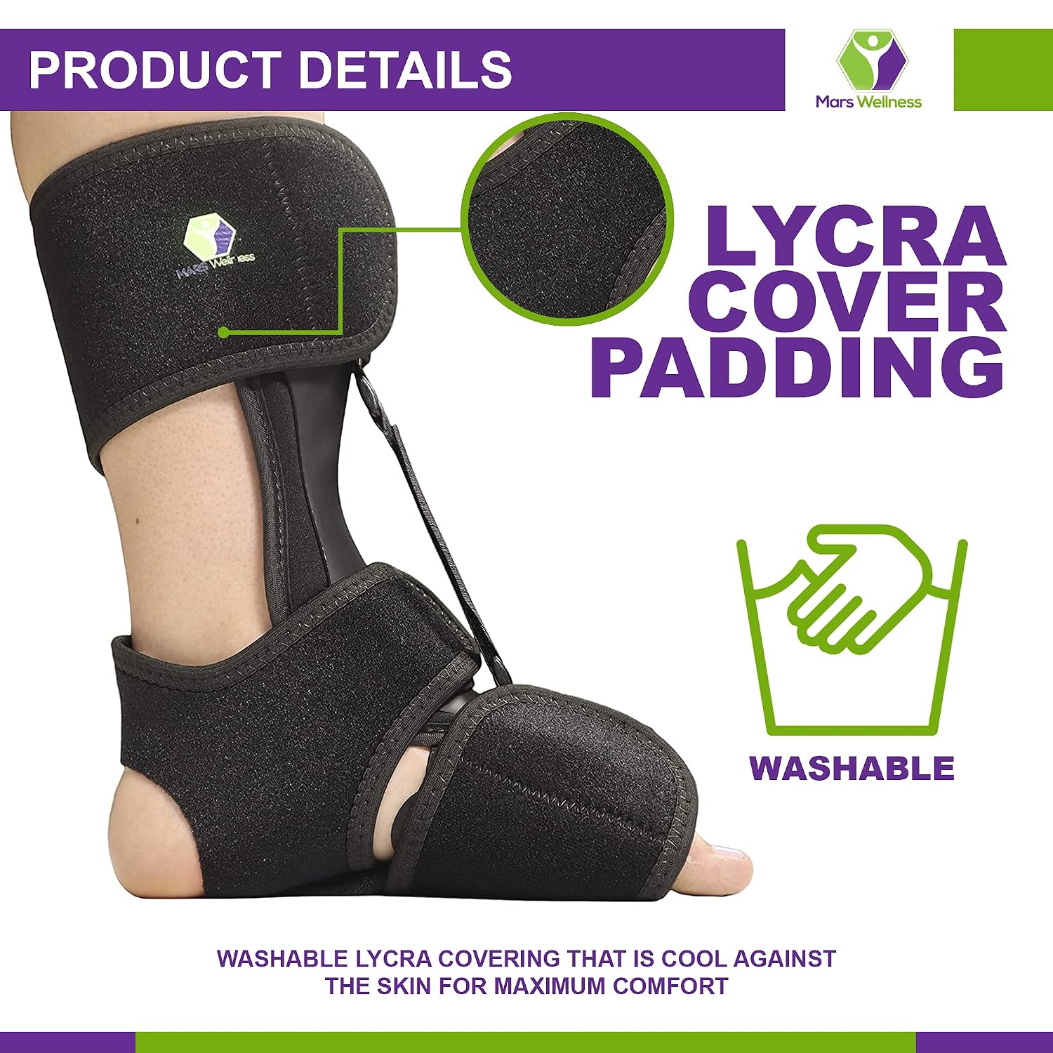 Comfort Dorsal Night Splint - For Plantar Fasciitis, Achilles Tendinitis | Pain Relief from Drop Foot, Heel Spurs - Small/Medium