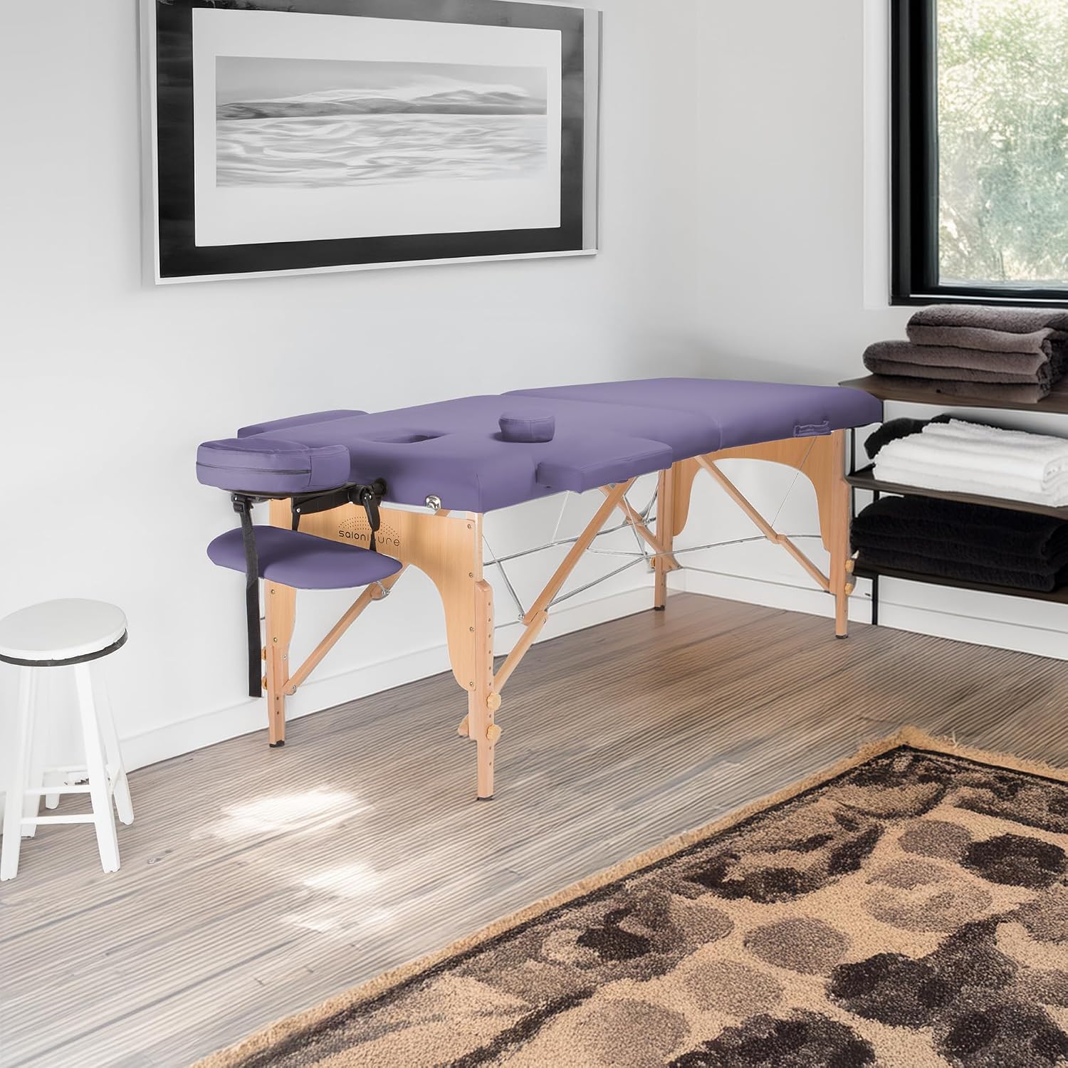Saloniture Professional Portable Folding Massage Table with Carrying Case - Black