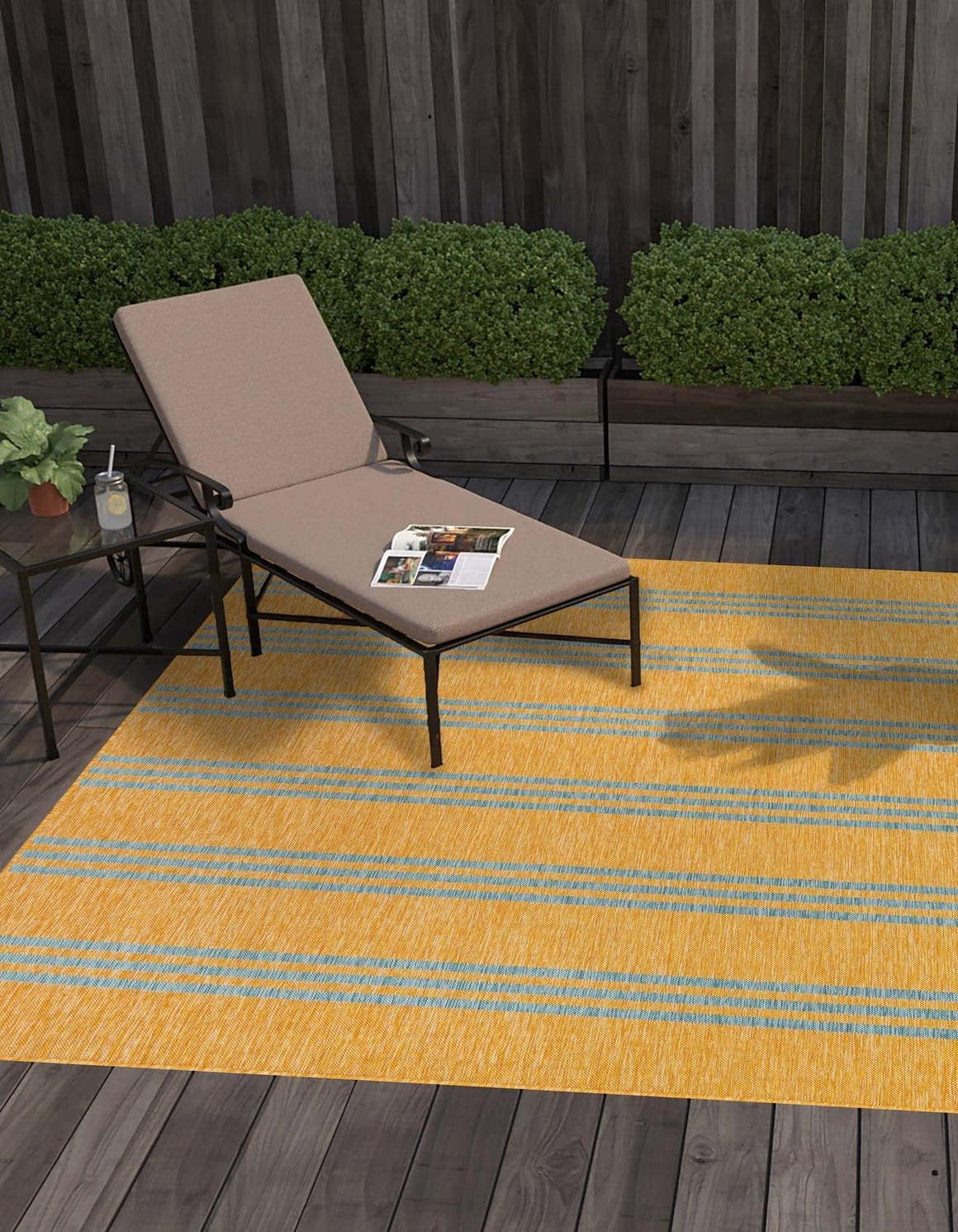 Unique Loom Outdoor Collection Area Rug - Anguilla (9' x 12' Rectangle, Blue/ Ivory)