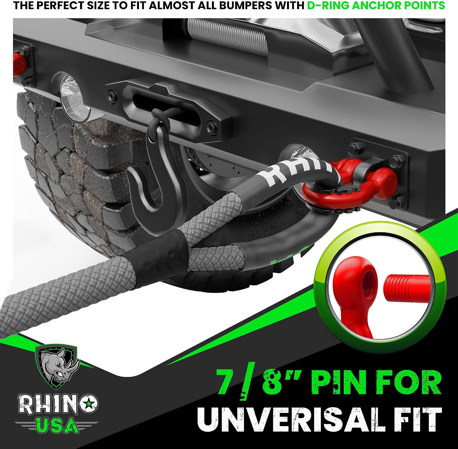 Rhino USA D Ring Shackles (2-Pack) - 41,850lb Break Strength