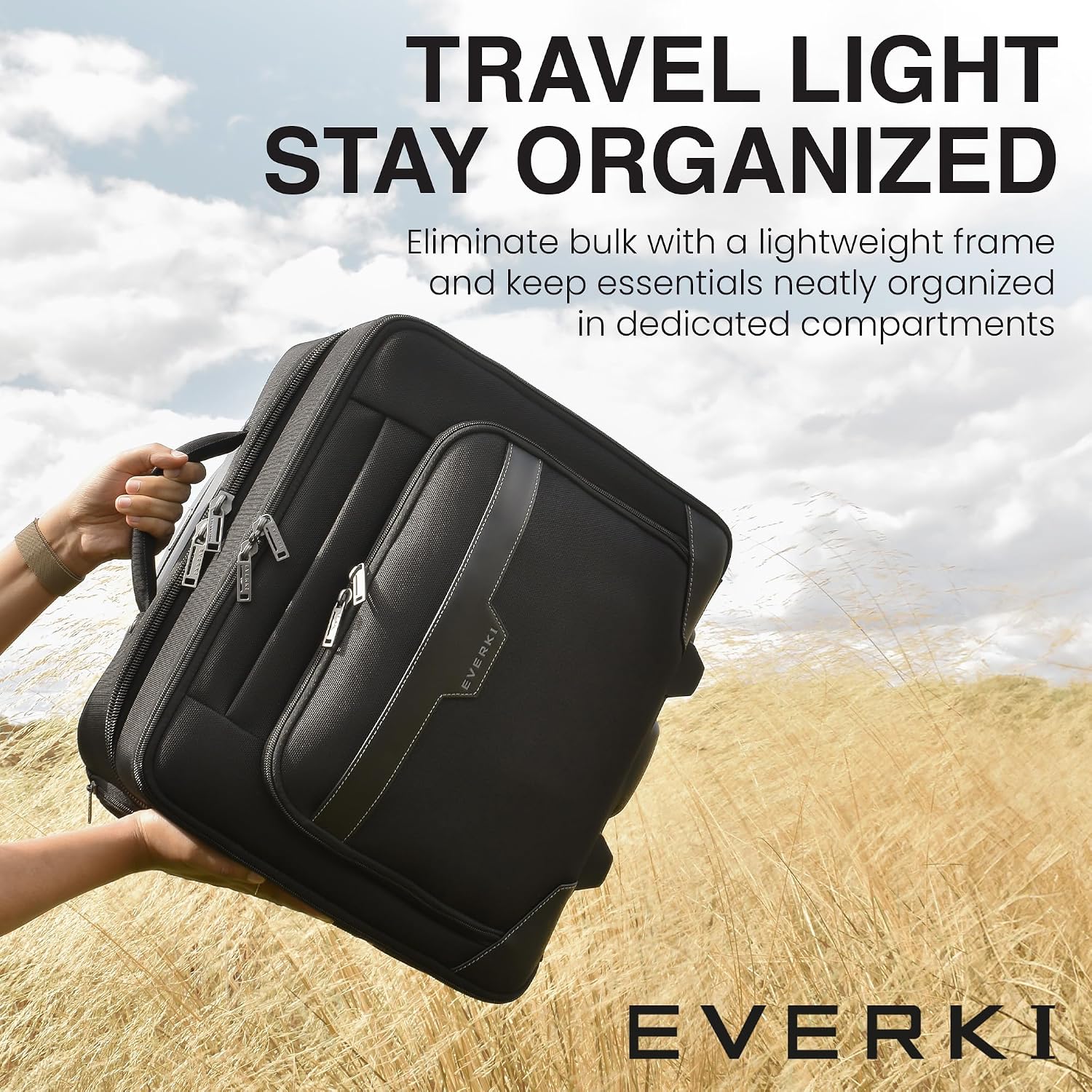EVERKI Journey Rolling Laptop Briefcase for Men & Women, Black - 27L | Ballistic Nylon, Carry On Luggage w/ Wheels, Business & Travel - Friendly