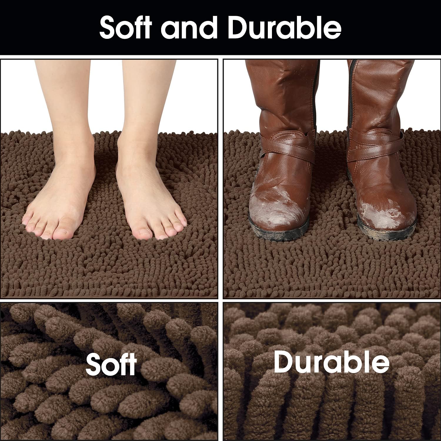 HOMEIDEAS Dog Door Mat for Muddy Paws 30x20, Absorbs Moisture and Dirt, Non-Slip Washable Doormat, Soft Chenille Mud Mat for Dogs