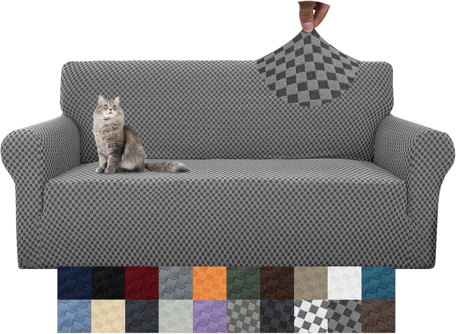 YEMYHOM Couch Cover Latest Jacquard Design High Stretch Sofa Covers for 2 Cushion Couch