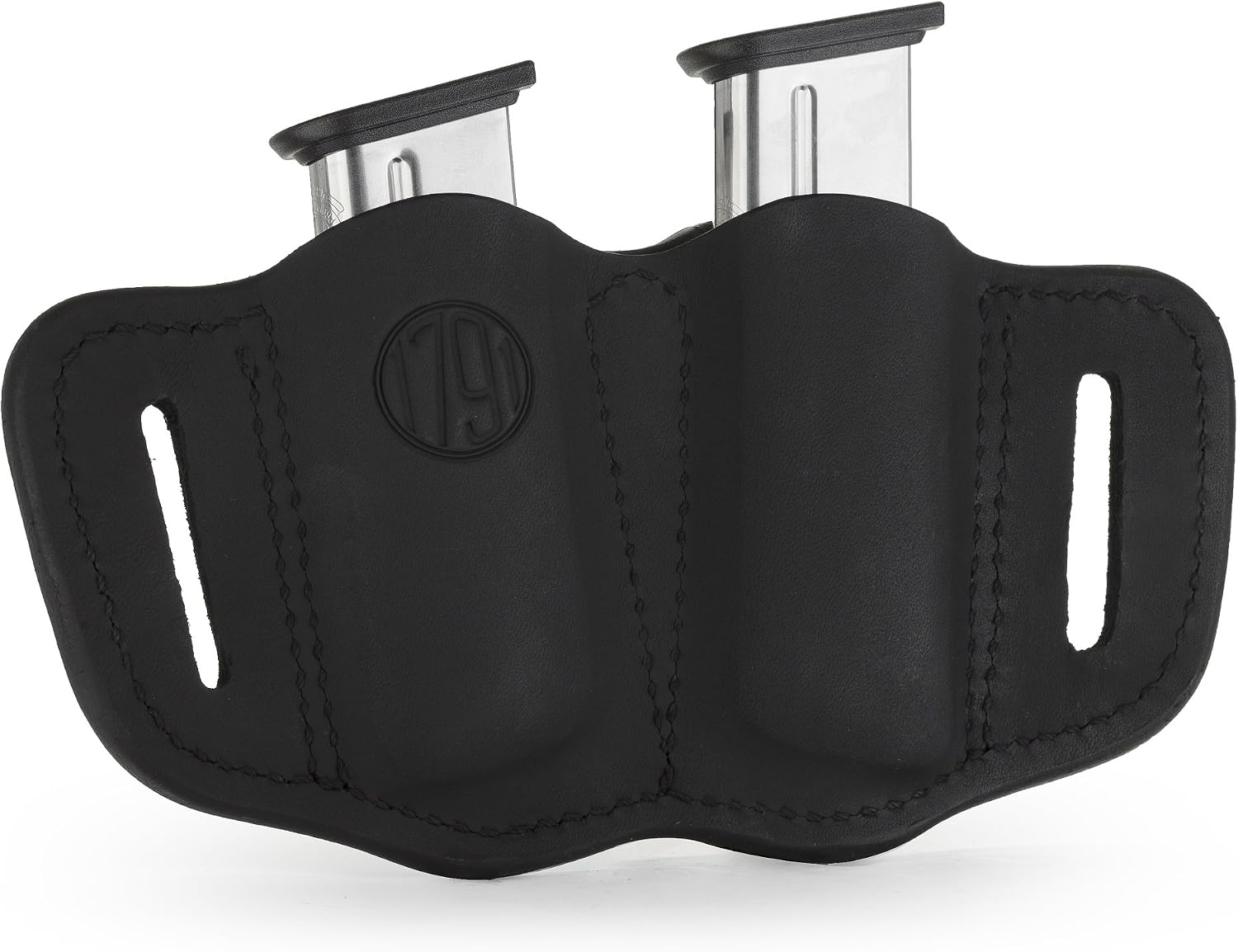 1791 Gunleather Double Mag Pouch, Single Stack 9mm, 40, 45 Magazine Holder | Double magazine pouch fits most 1911 single stack mags, handcrafted with 100% American steerhide leather