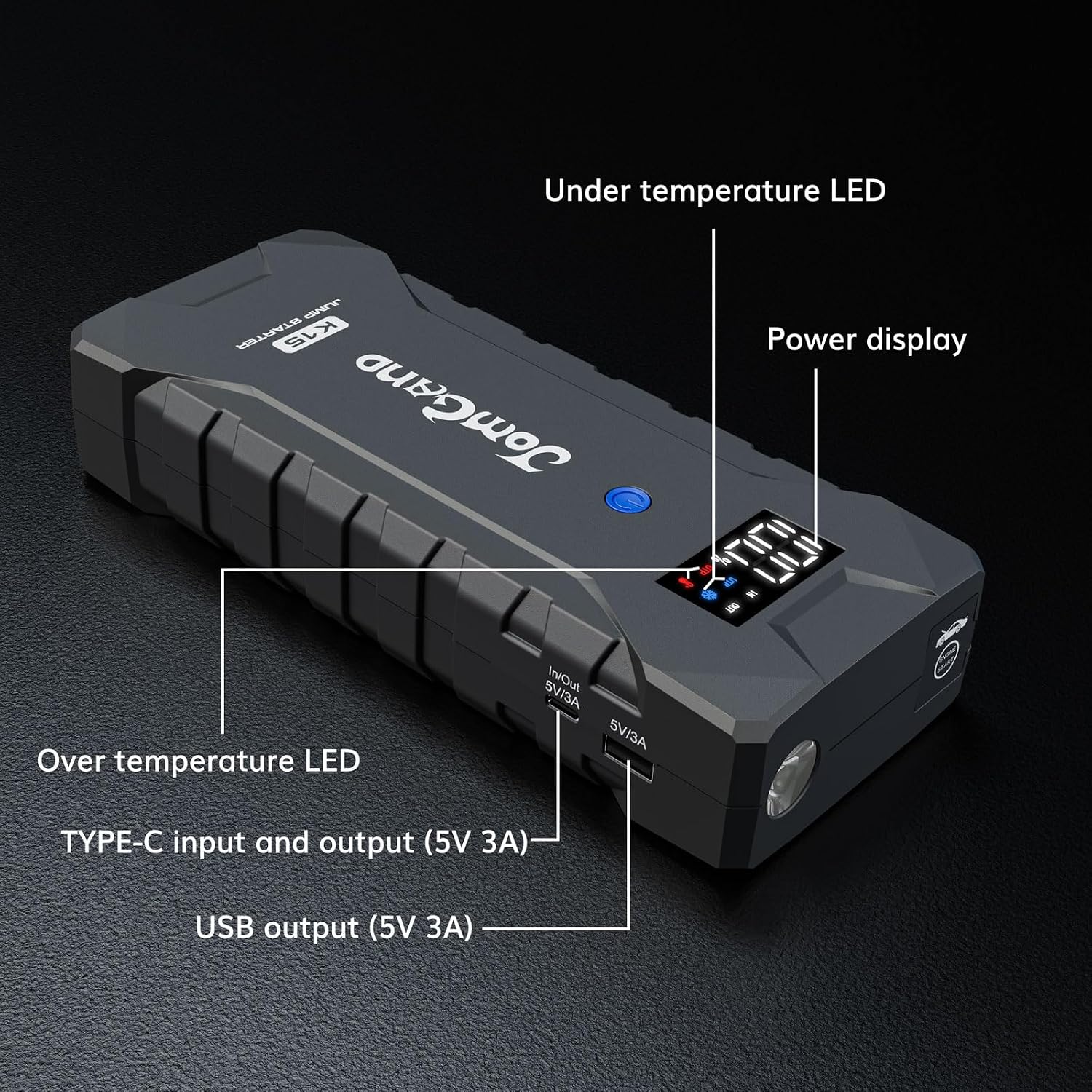 K15 Jump Starter for up to 8.0L Gas or 6.0L Diesel Engines | 2500 Amp 12V Car Battery Jump Starter
