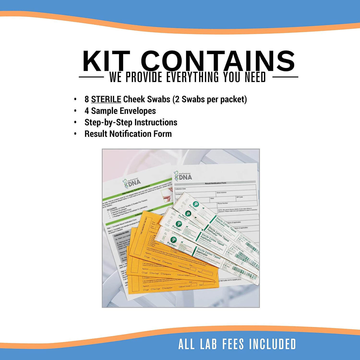 My Forever DNA® Sibling DNA Collection Kit | 46 DNA Markers | At-Home Sample Collection | Full or Half Sibling Relationship Analysis | Private &