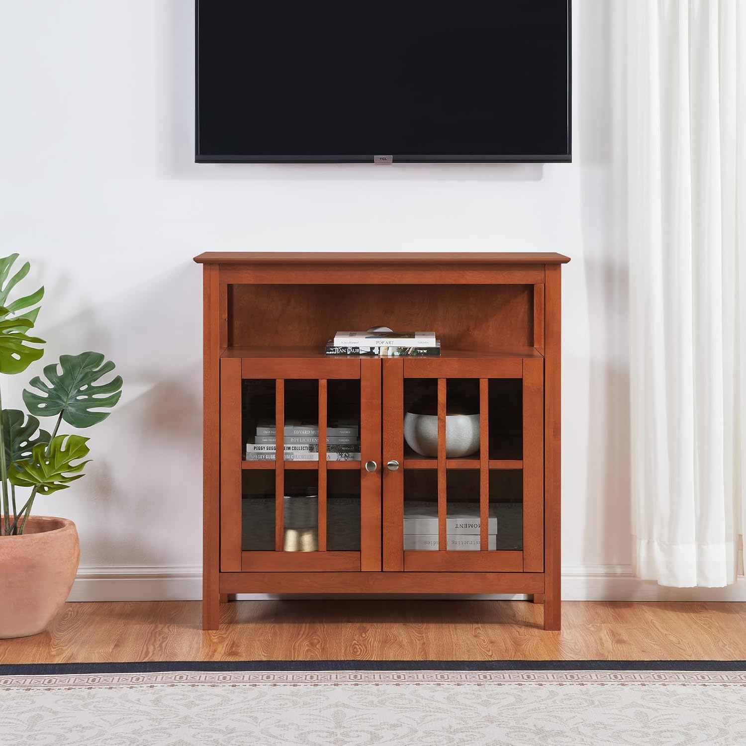 Convenience Concepts Big Sur Highboy TV Stand with Storage Cabinets and Shelves in White Finish