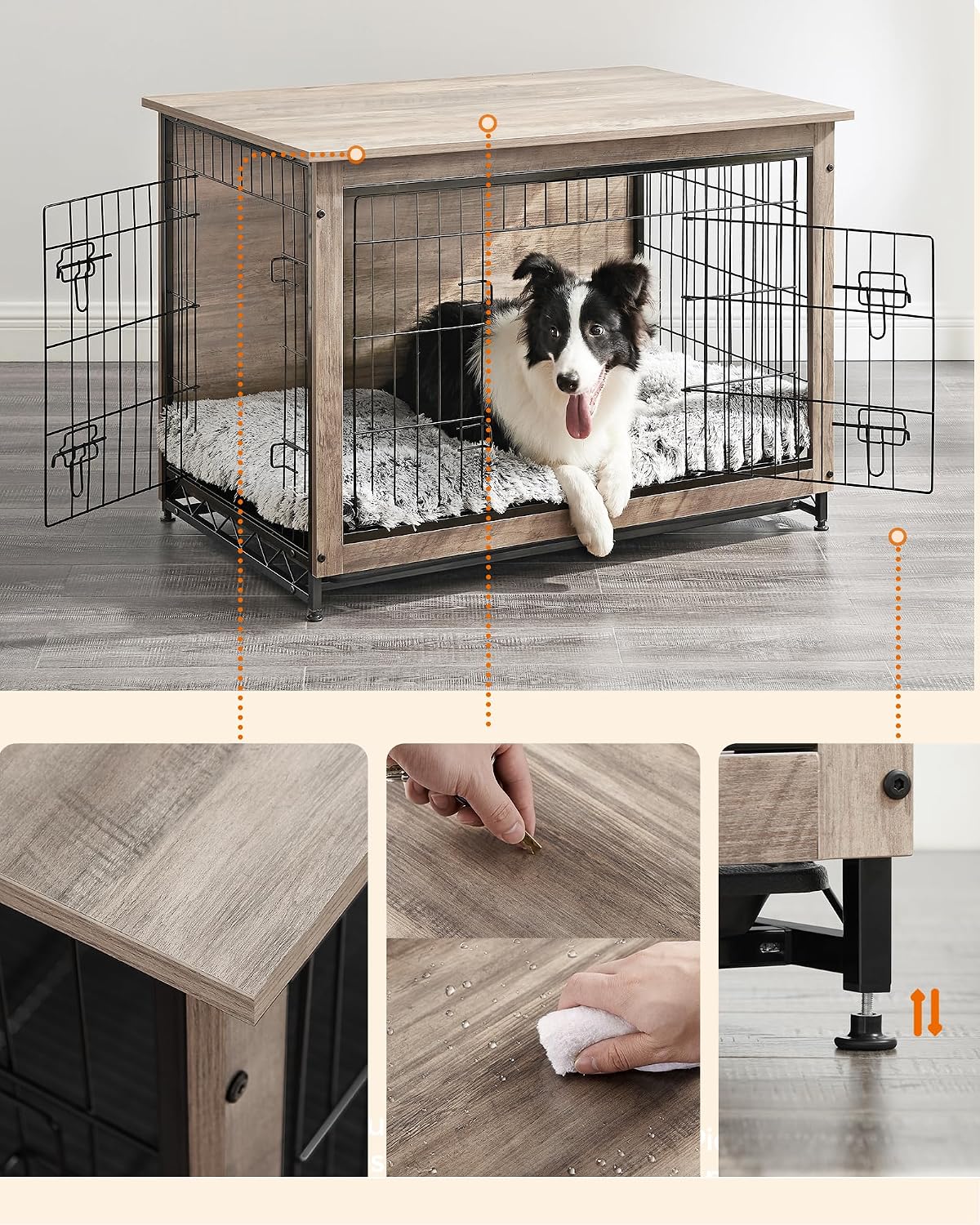 Feandrea 27.2" Dog Crate Furniture, Indoor Dog Kennel Side End Table