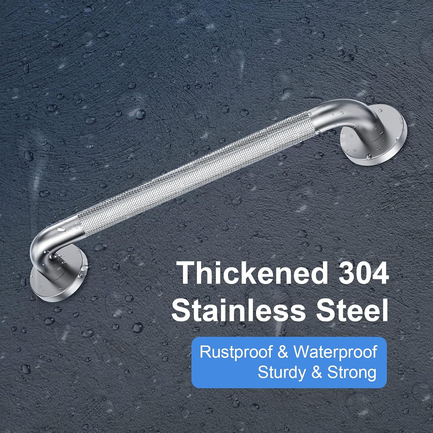 18 Inch Shower Grab Bar, 500lbs, Brushed Nickel Knurled, 2 Pack | 304 Stainless Steel, Fully Welded, ADA Compliant