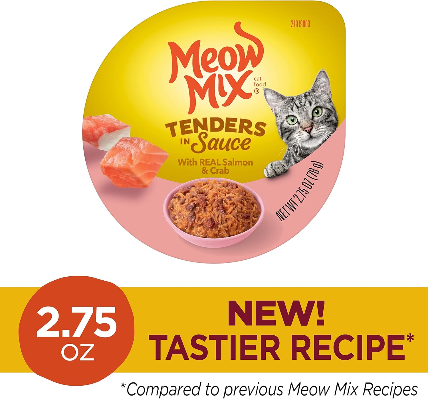 Meow Mix Tenders in Sauce, Wet Cat Food with Tuna & Whole Shrimp, 12 Cups