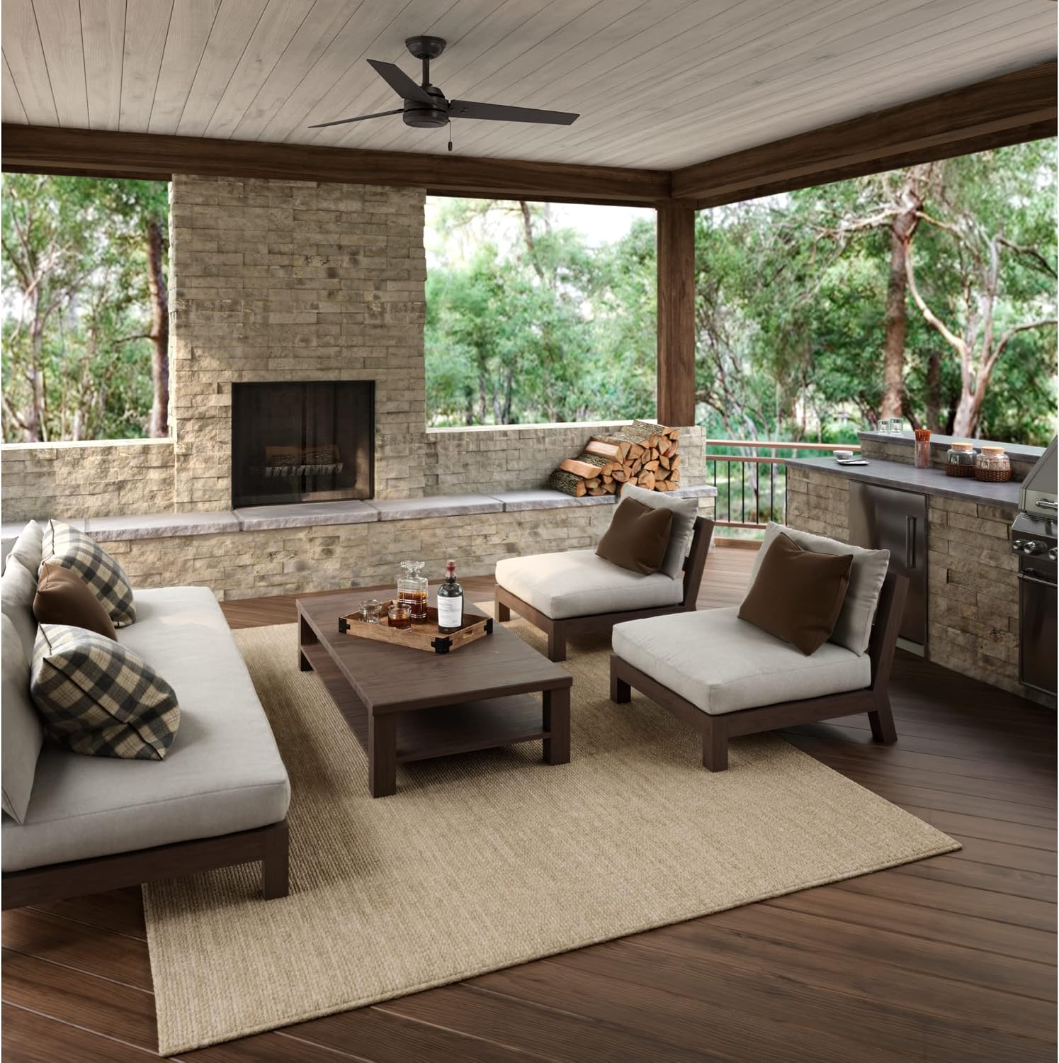 Hunter Cassius, Outdoor or Indoor, Ceiling Fan, 44 inch, Matte Black