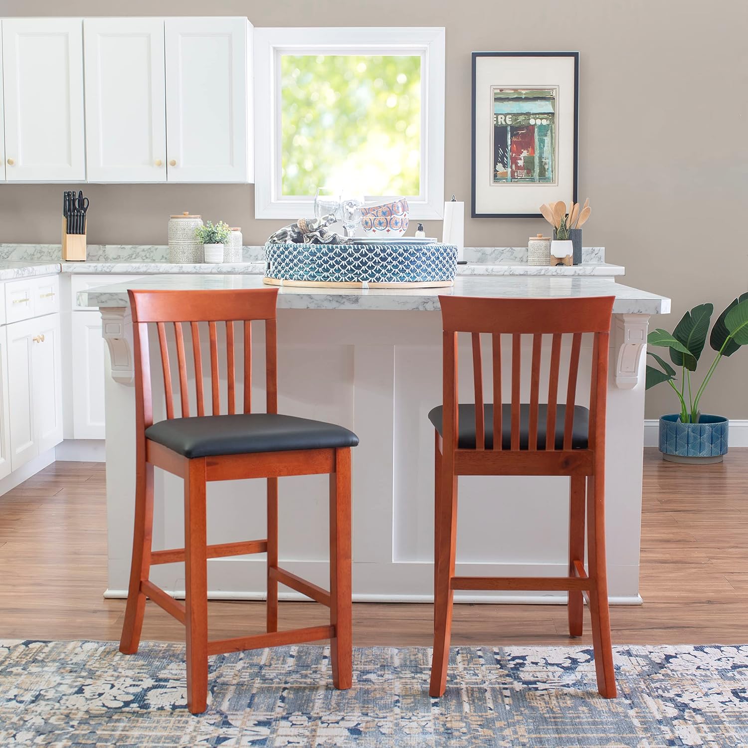 Linon Torino Collection Craftsman Counter Stool, 17.25"W x 19.5"D x 37"H, Black
