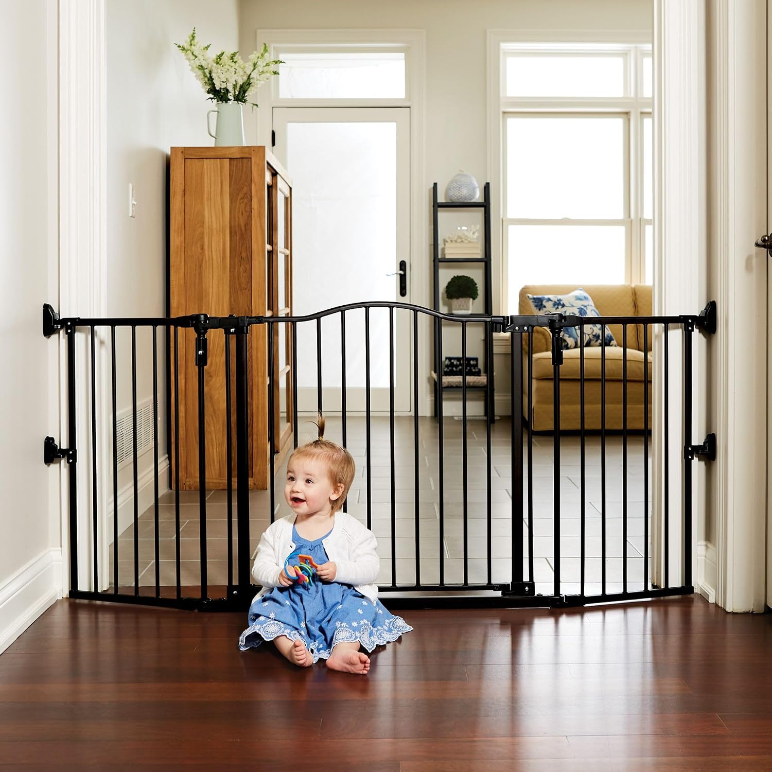 Toddleroo by North States - Deluxe Décor Safety Gate: Hardware Mounted Extra Wide Metal Baby Gate - Adjustable Child Gate - 38.3 to 72 Inches Wide - 30 Inches Tall - Matte Bronze