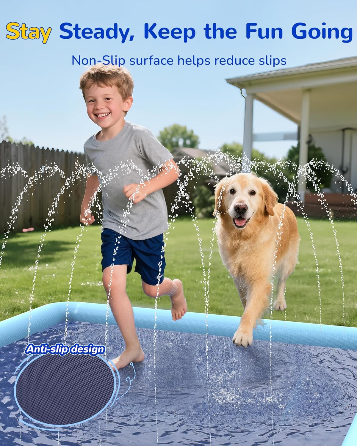 VISTOP 67" Non-Slip Splash Pad for Kids and Dogs, Thickened Sprinkler Pool for Toddlers, Outdoor Backyard Water Toys, Fun Fountain Play Mat for Babies