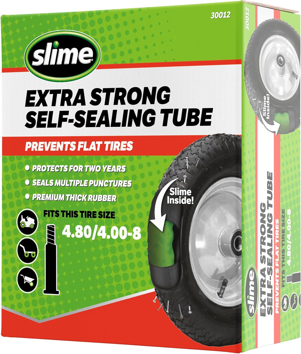 Slime 30014 Inner Tube for riding lawn mowers, ATVs, quads, tractors and other farm equipment, Extra Strong, Includes Self-Sealing Slime Sealant, Heavy Duty, 15x6.00-6" / 5.30/4.50-6" / 13x5.00-6"