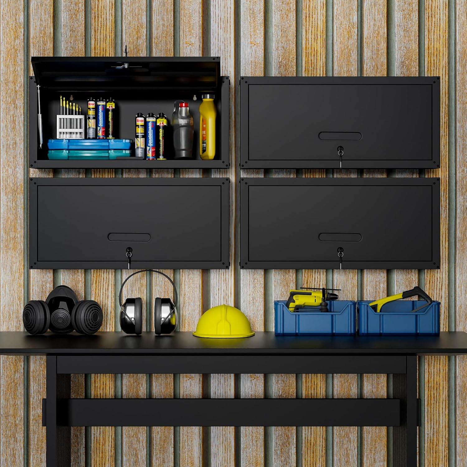 Garage Cabinets,Metal Garage Storage Cabinet with Wheels,Black Lockable Rolling Tool Cabinet with Drawer and Adjustable Shelves,Heavy Duty Tool Chest for Home Office Utility Room