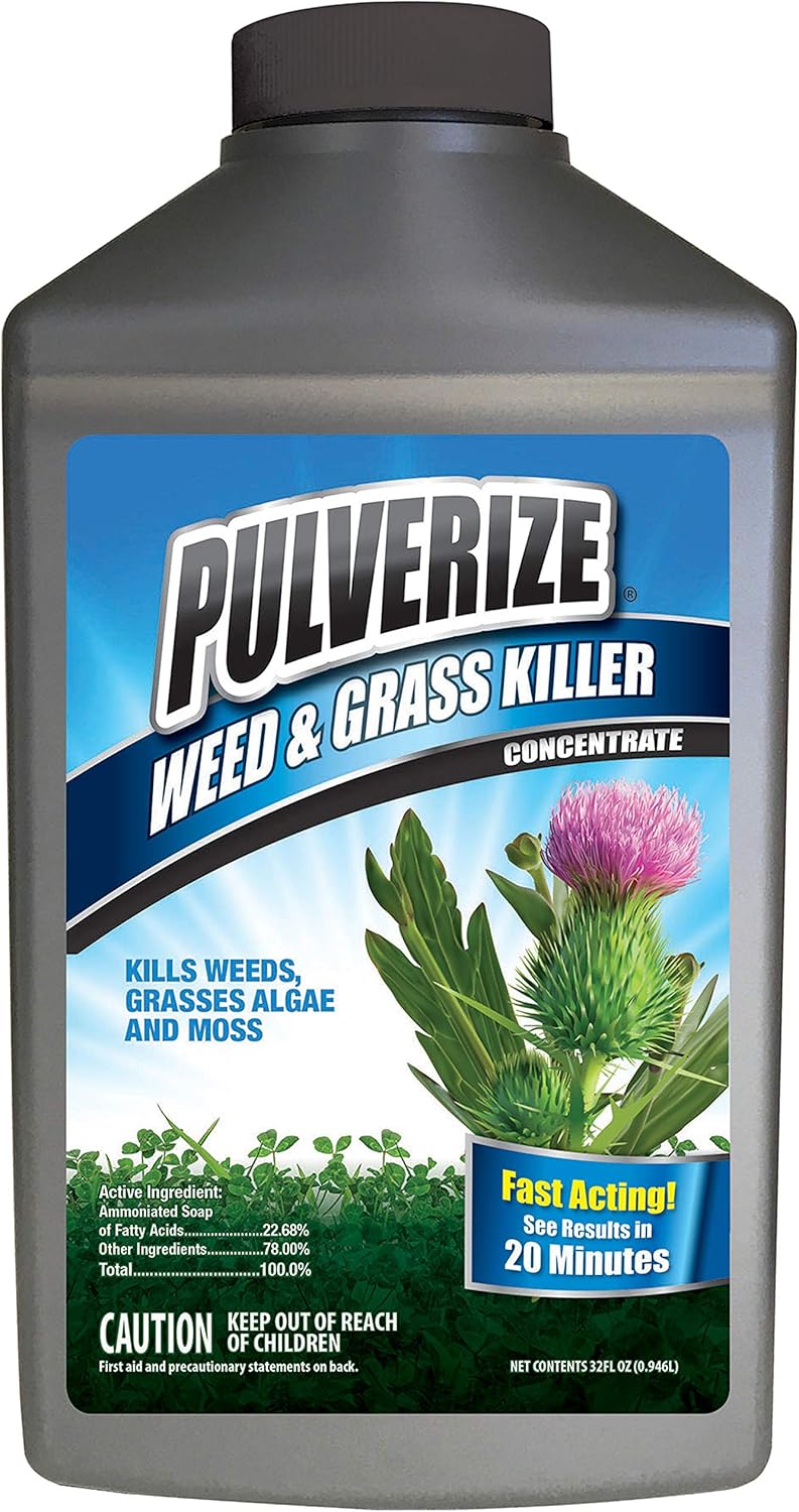 Weed and Grass Killer, All Natural, Fast Acting, Non-Staining, Safe for People and Pets, Herbicide for Moss, Algae, Weeds, and Grass