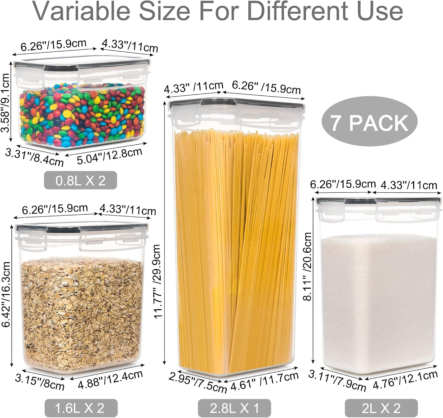 PANTRYSTAR Airtight Food Storage Containers with Lids, 7 PCS