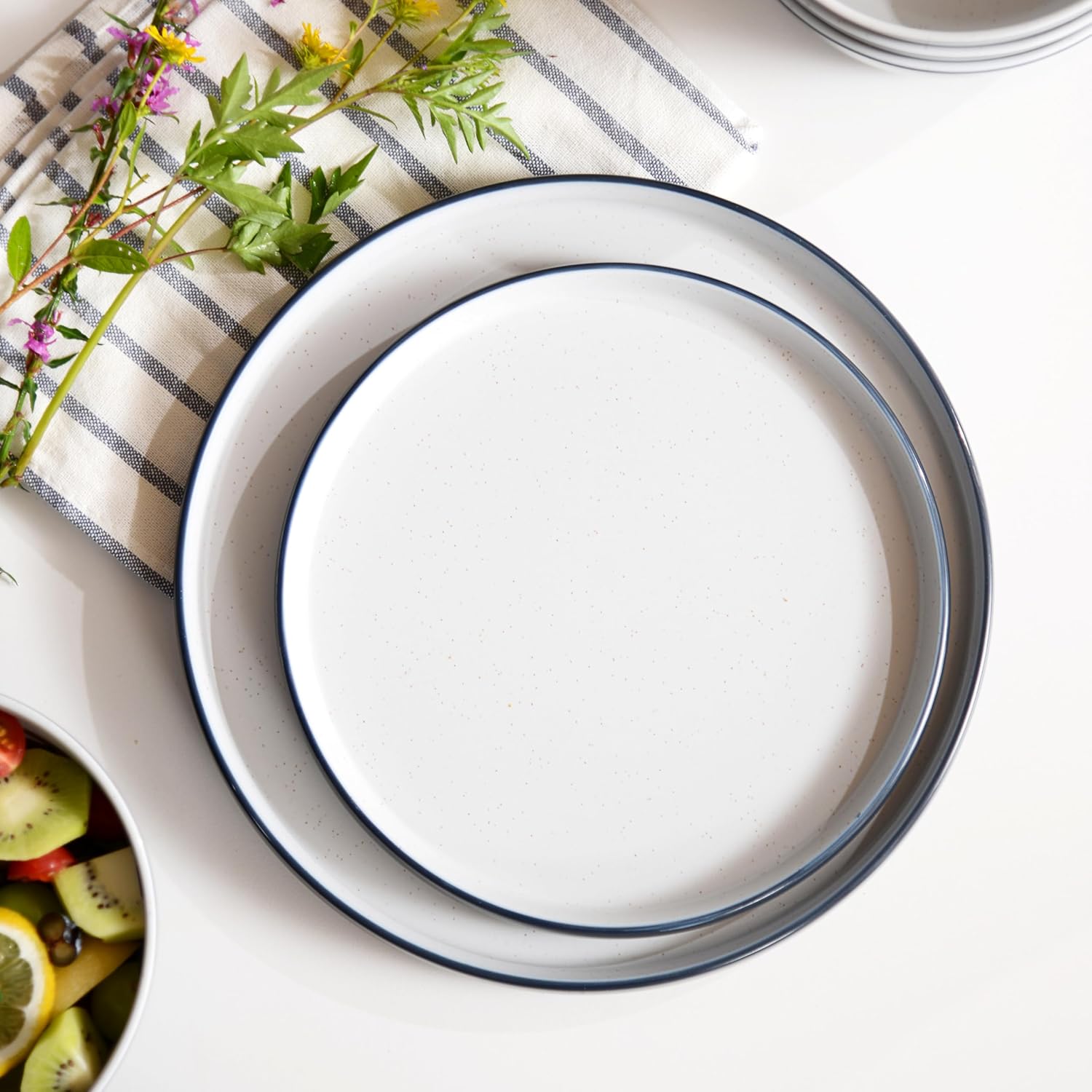 Melamine Dinnerware Sets, Plates and Bowls Sets 12 Pcs, Melamine Plates, Dish Set for 4, Unbreakable Dinnerware Set for Party, BPA Free