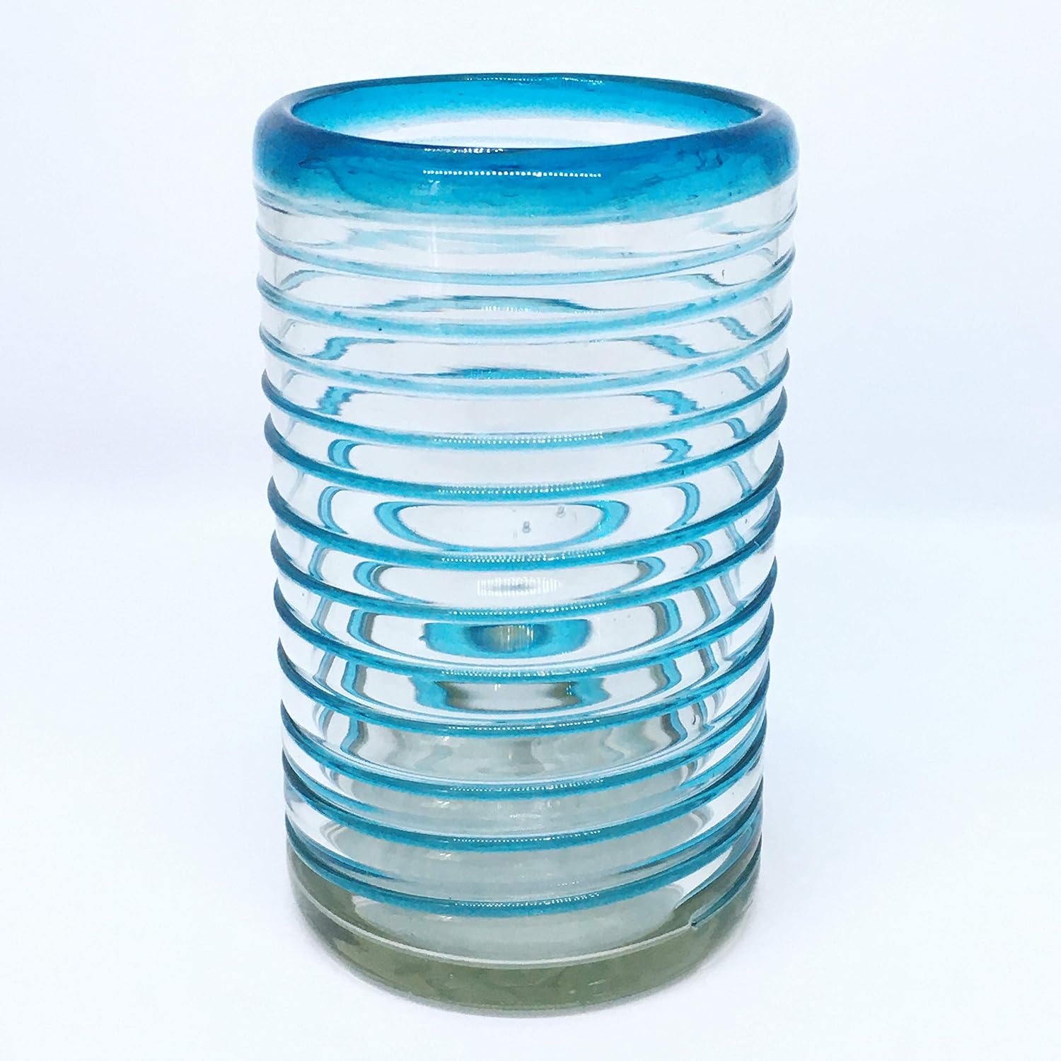Cobalt Blue Spiral 14 oz Drinking Glasses (set of 6), Recycled Glass, Lead-free, Toxin-Free (Drinking)