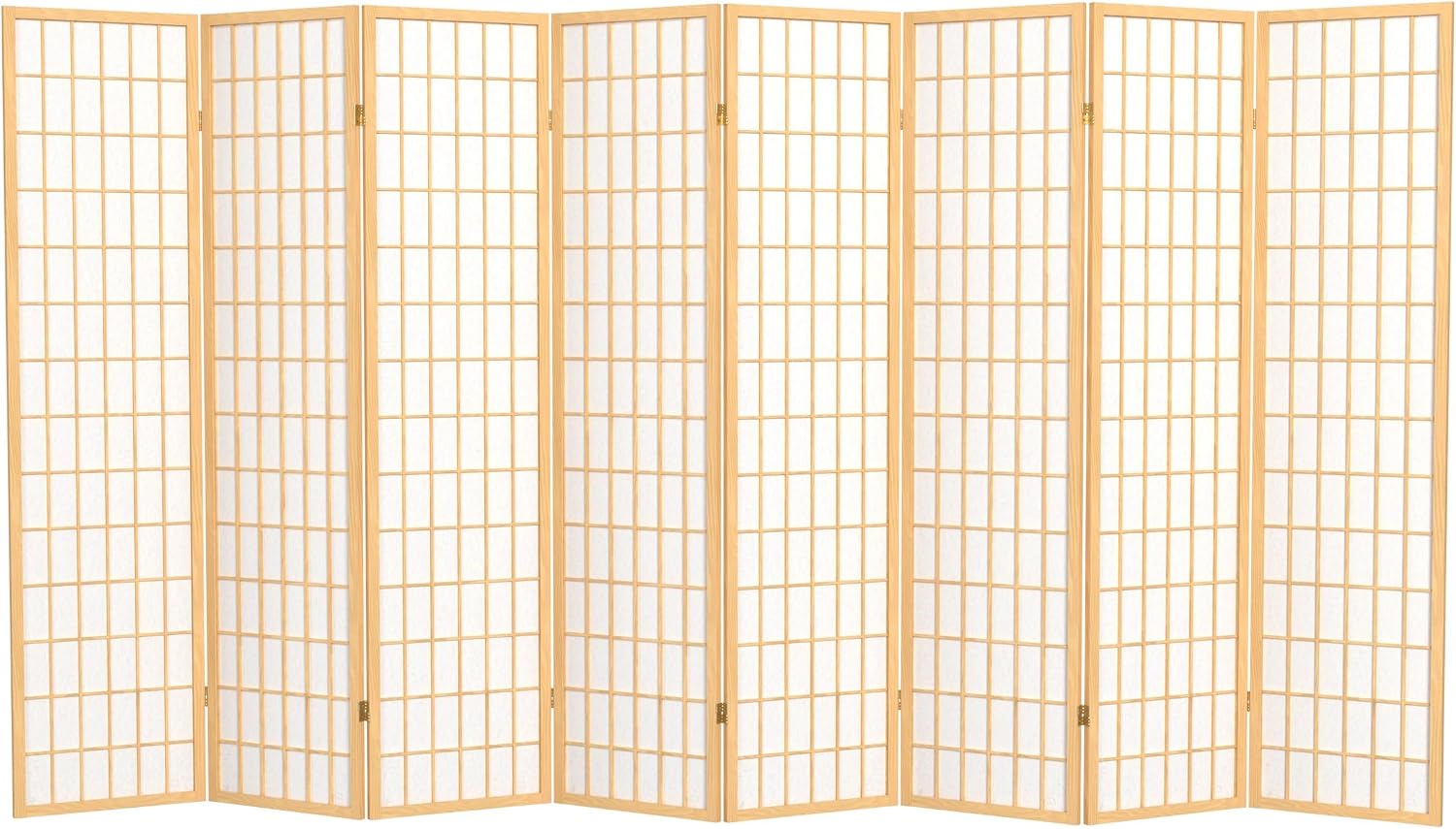 Red Lantern 6 ft. Tall Window Pane Shoji Screen - Walnut - 5 Panels