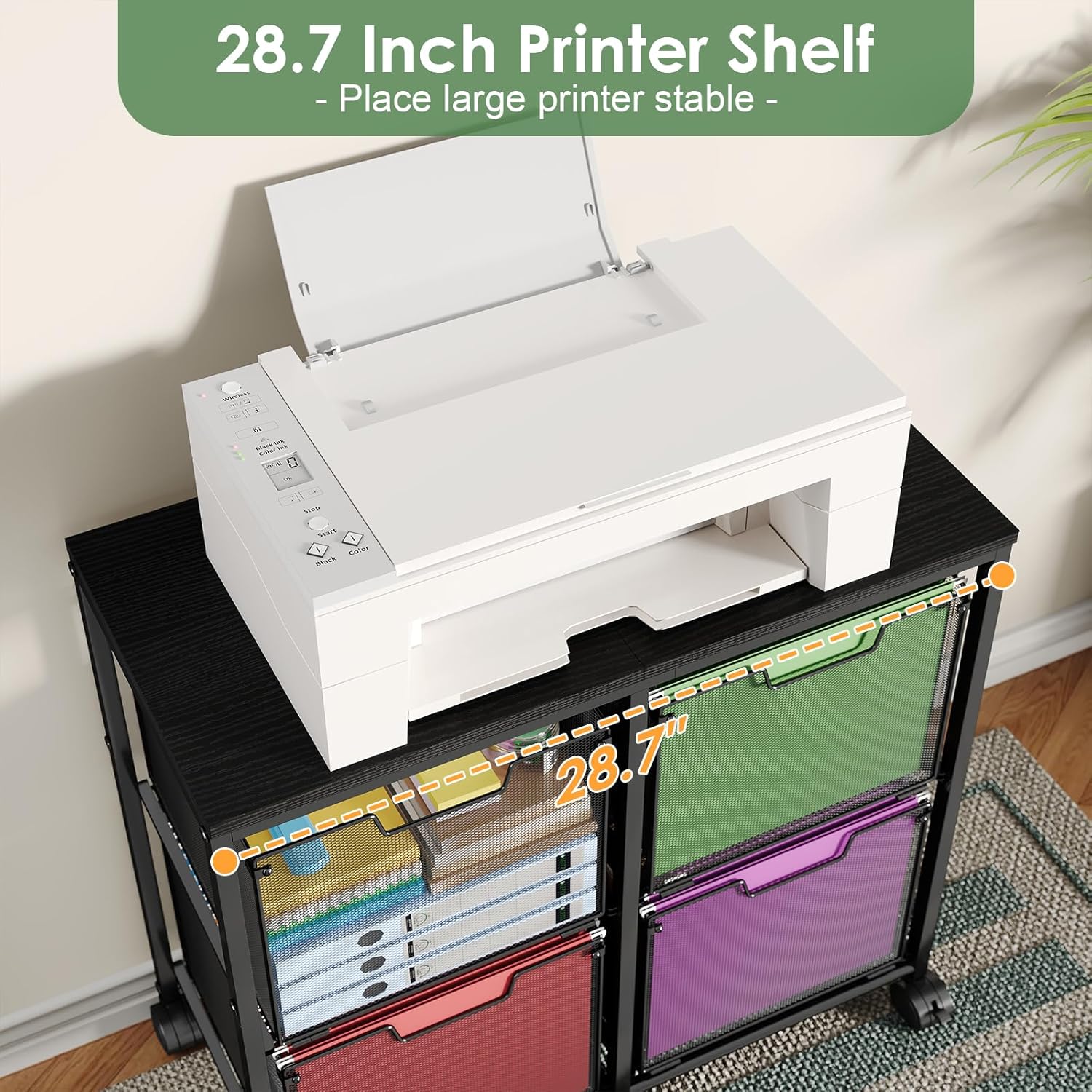Sbanmao 4 Drawer Lateral File Cabinet, Mobile Filing Cabinet