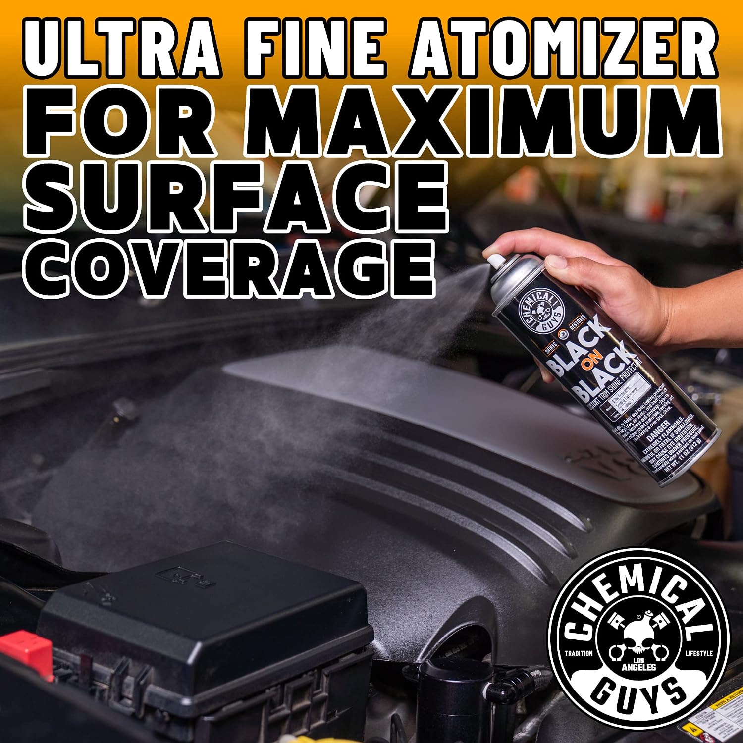 Chemical Guys, Black on Black Instant Exterior Trim Shine Dressing, 11 oz | For cars, trucks, and SUVs, sprayable quick dressing