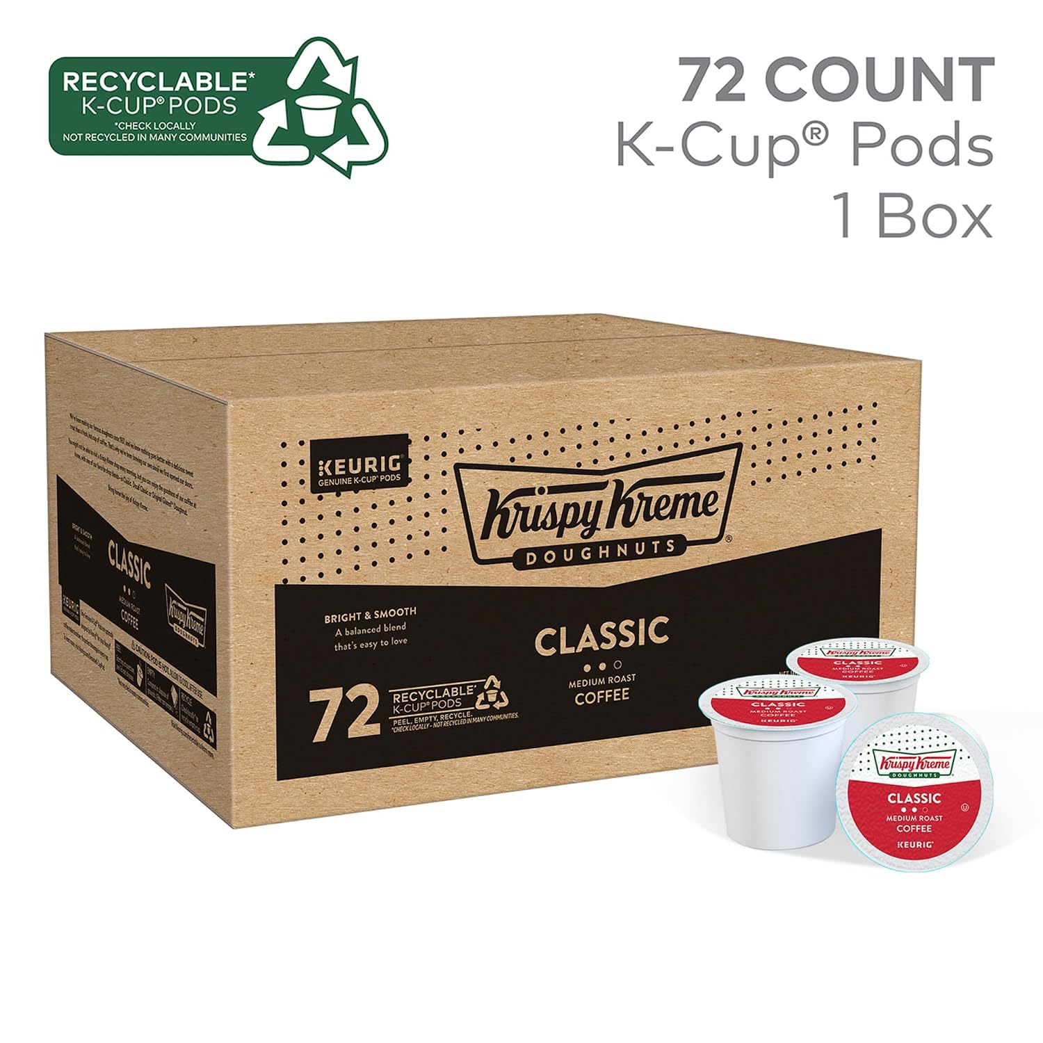 Krispy Kreme Classic Coffee, Keurig Single Serve K-Cup Pods, Medium Roast, 96 Count