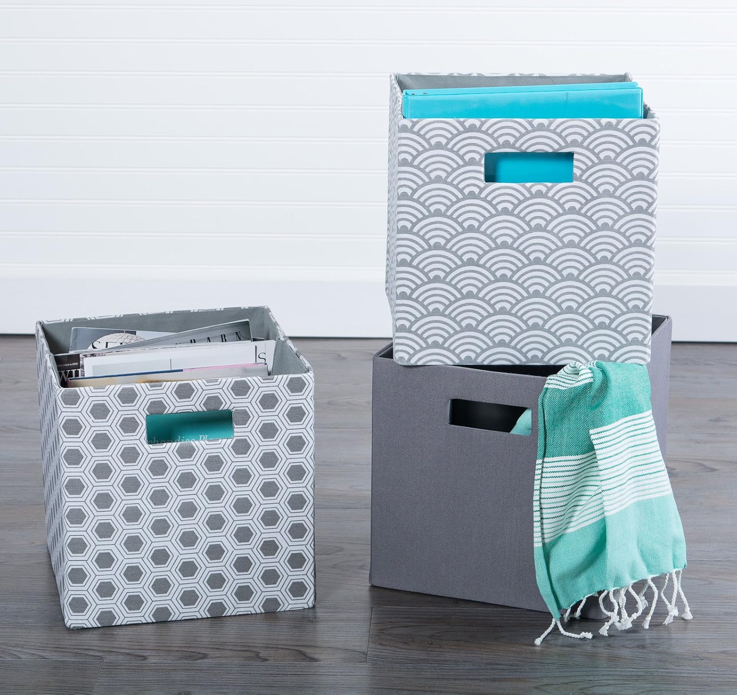 DII Fabric Storage Cube Organizer Bin 13x13x13 Foldable, Teal