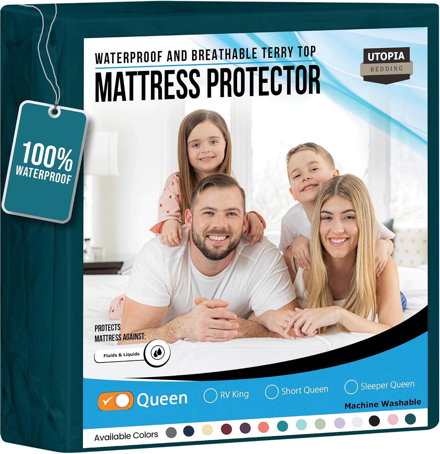 Waterproof Queen Size Mattress Protector fits Upto 17" deep Mattresses | Utopia Bedding 200 GSM Soft & Breathable Mattress Cover, Dirt-Proof, Noiseless, Machine Washable Fitted Sheet Style, White