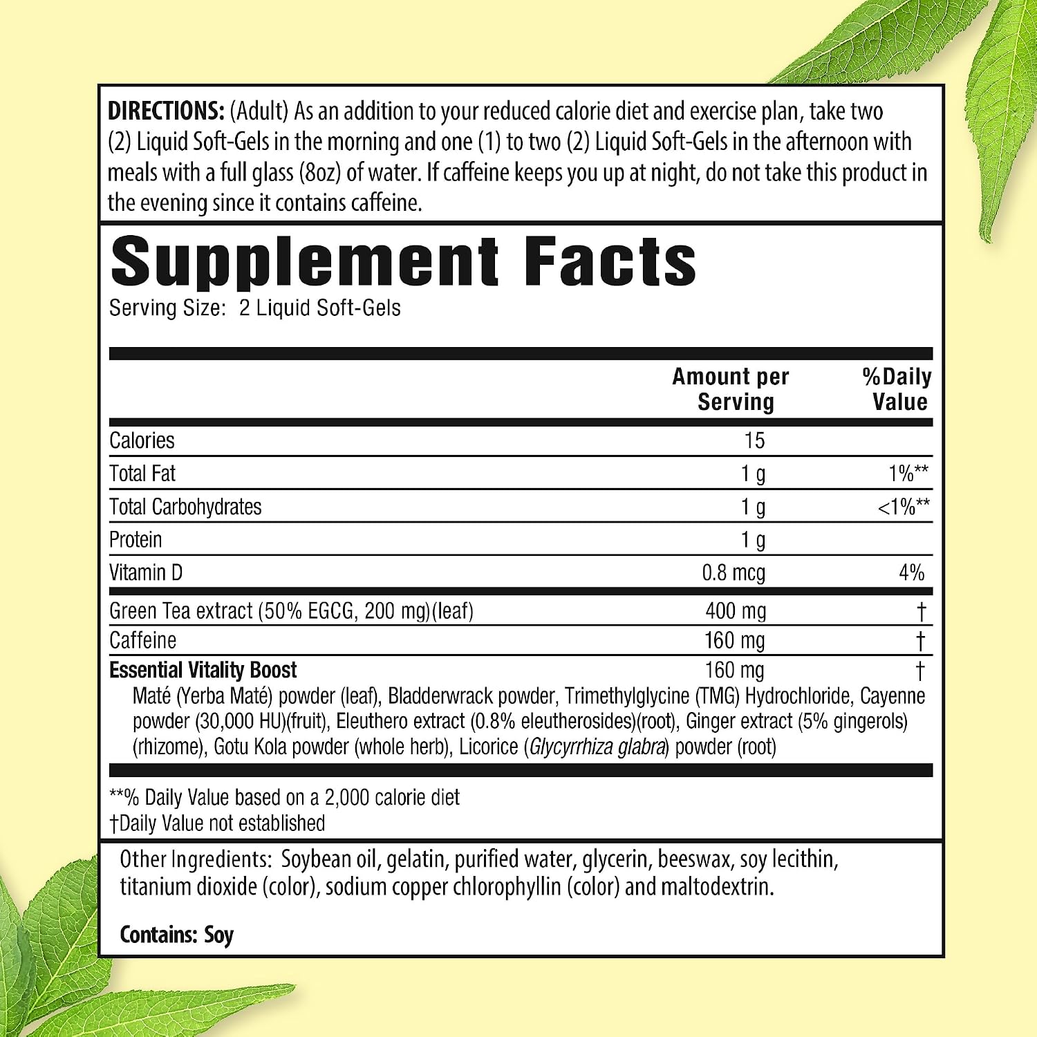 Applied Nutrition Green Tea Fat Burner EGCG 30 Liquid Softgels Pack of 3 | Green Tea Extract with EGCG + Green Coffee Bean Extract | Supports