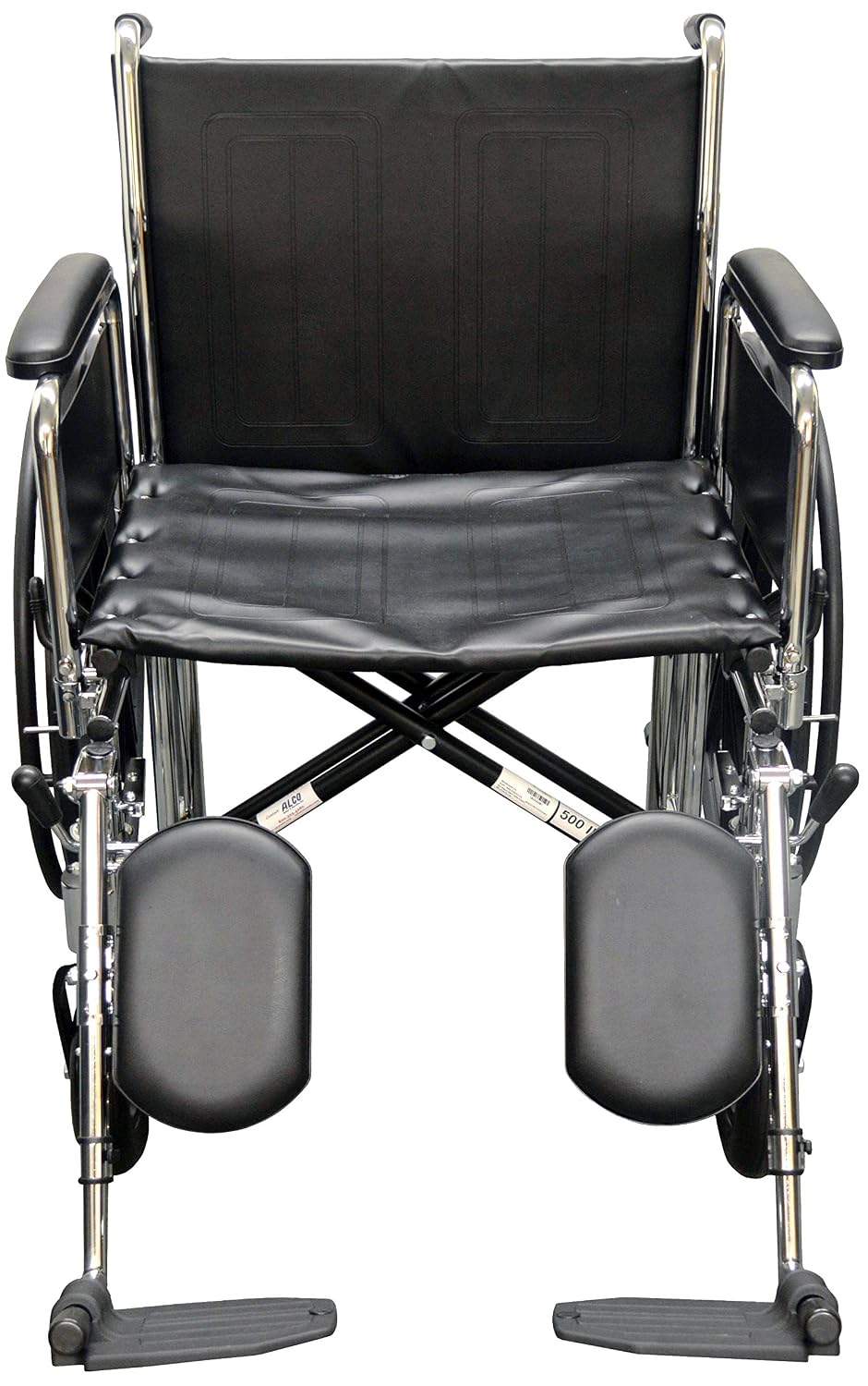 ALCO 22" Heavy Duty Chrome Wheelchair (500 lb. Weight Capacity) with Removable Full Arms