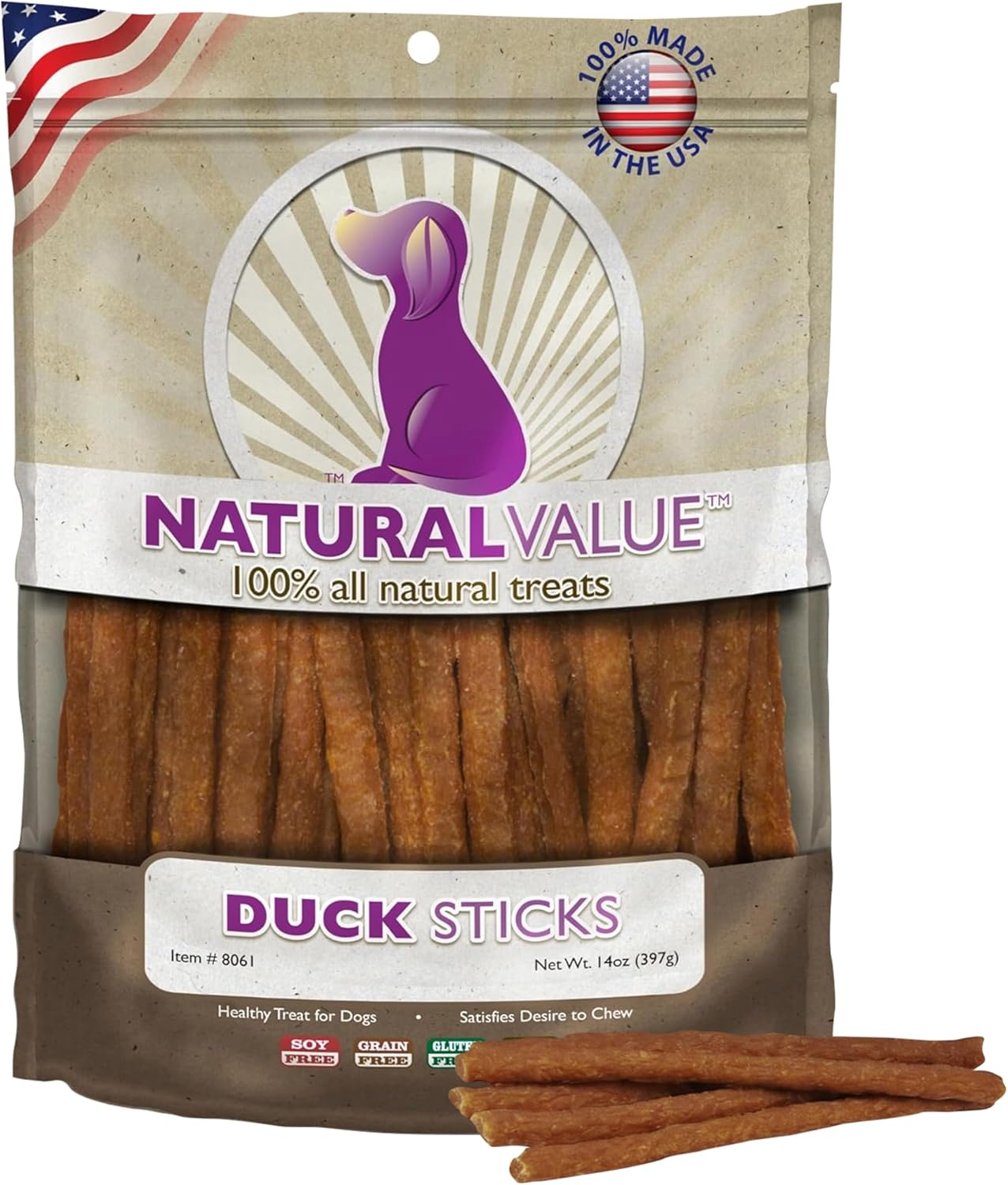 Loving Pets Natural Value Beef Sticks - Soft Jerky Dog Treats for Large & Small Breeds - Healthy Gluten, Wheat, Soy & Grain Free Pet Treats for Dogs