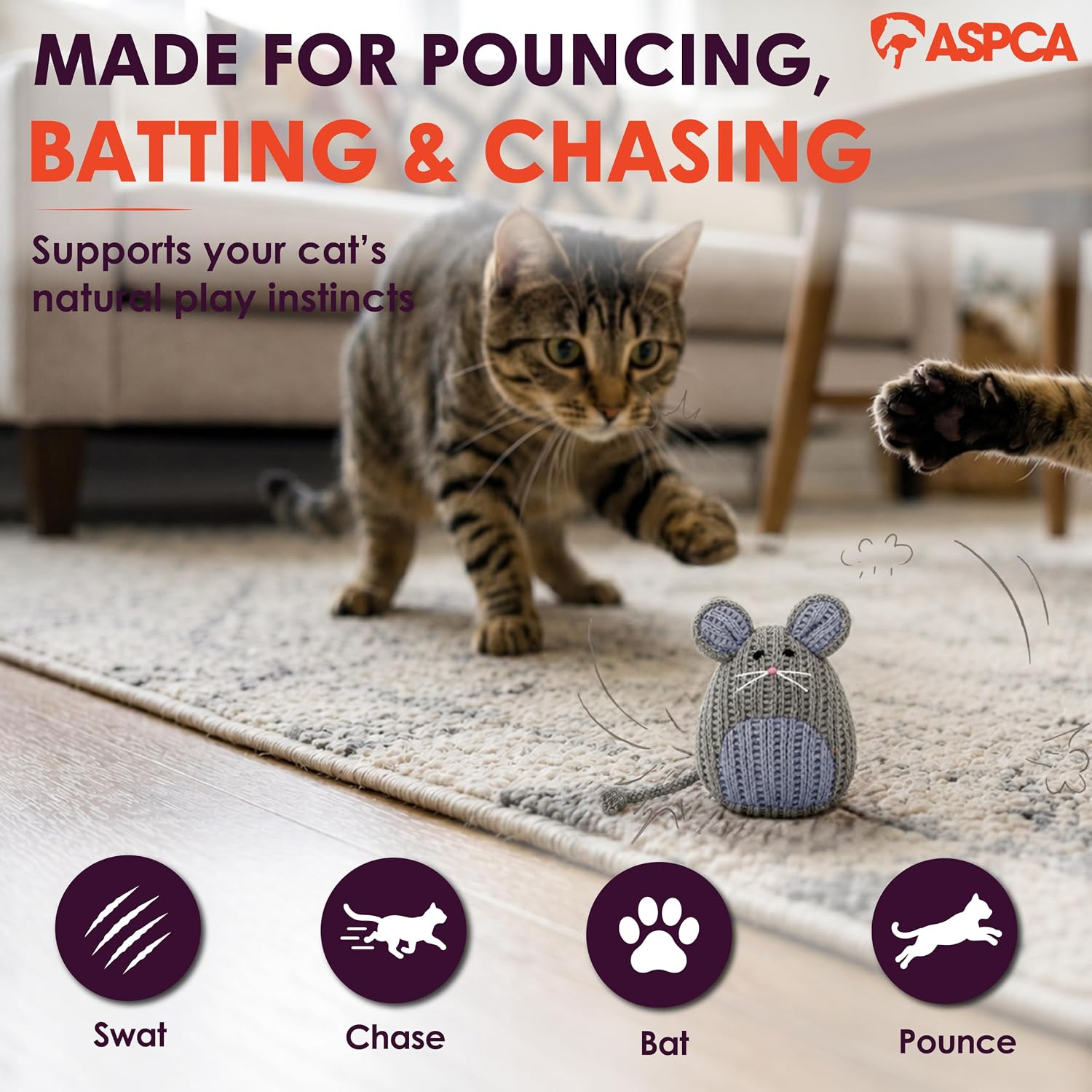 ASPCA Chirping Bird Cat Toy – Catnip-Infused Plush Bird Toy with Realistic Sound, Interactive Cat Toy for Indoor Cats, Encourages Pouncing, Batting & Natural Hunting Play