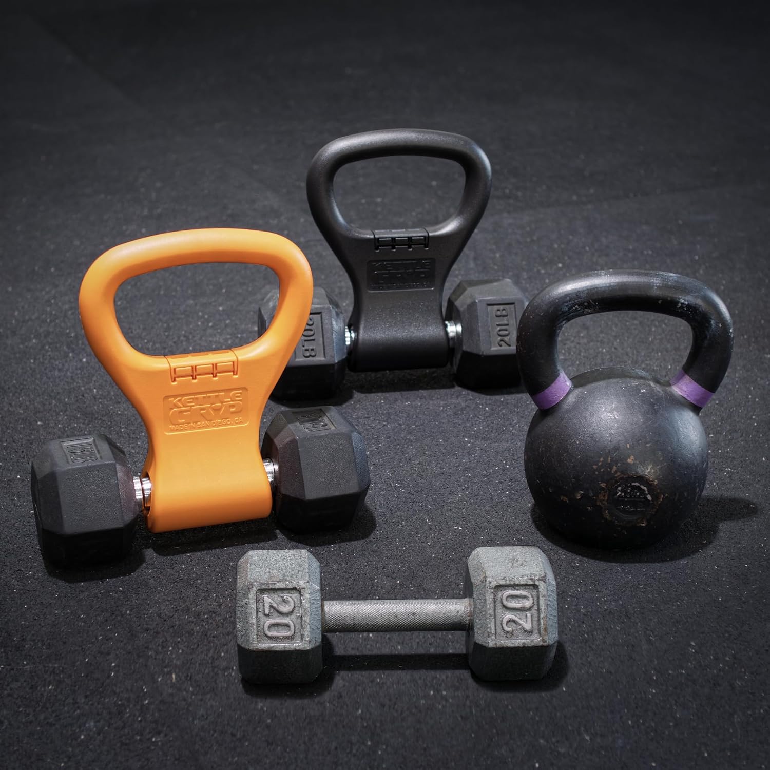 KETTLE GRYP Dumbbell to Kettlebell Grip Converter Handle Made in USA Orange