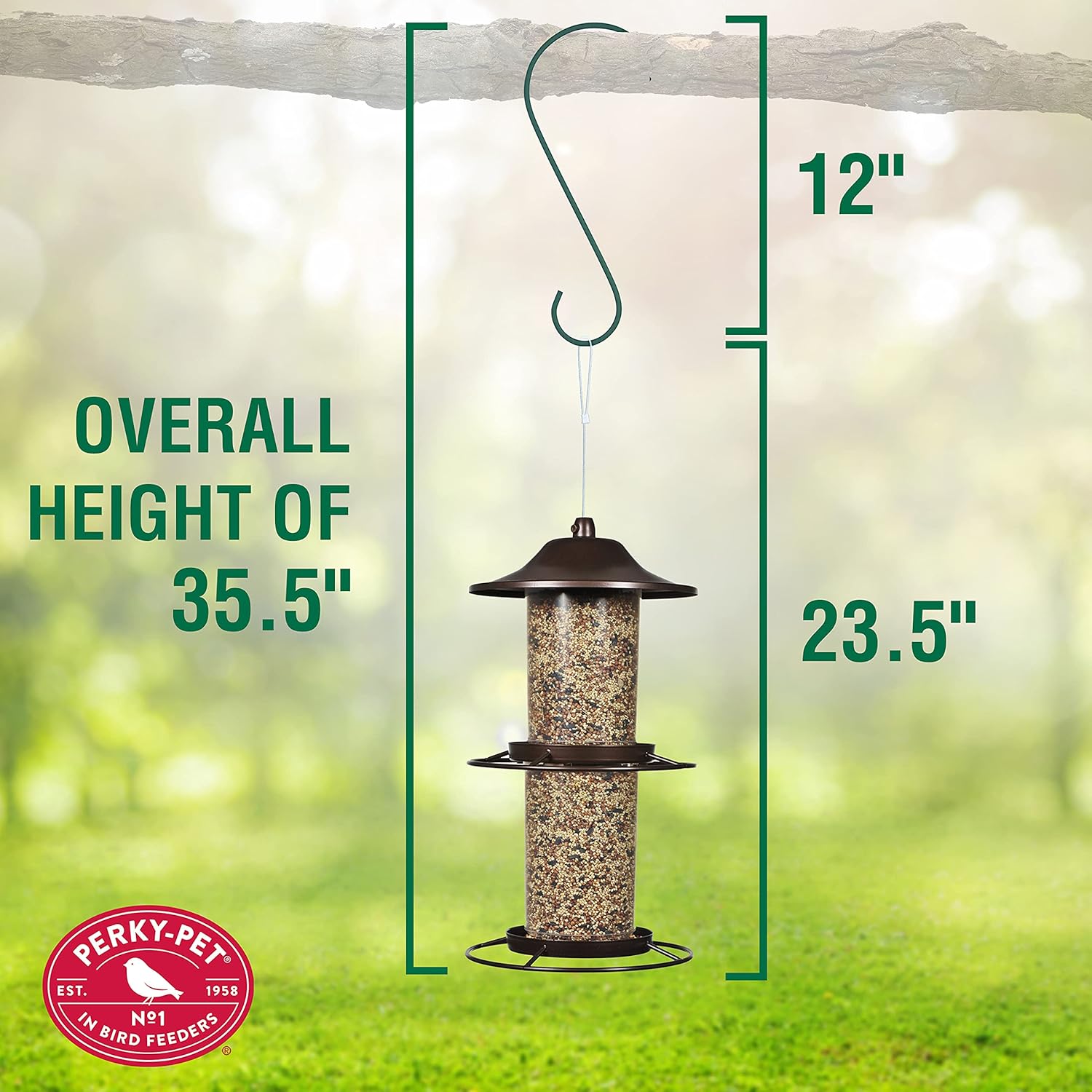 Perky-Pet Large 2-Tier Panorama Wild Bird Outdoor Feeder with Hanging Hook - 325SCOMBO-1SR - 4.5 lb Seed Capacity - Durable Construction - Versatile