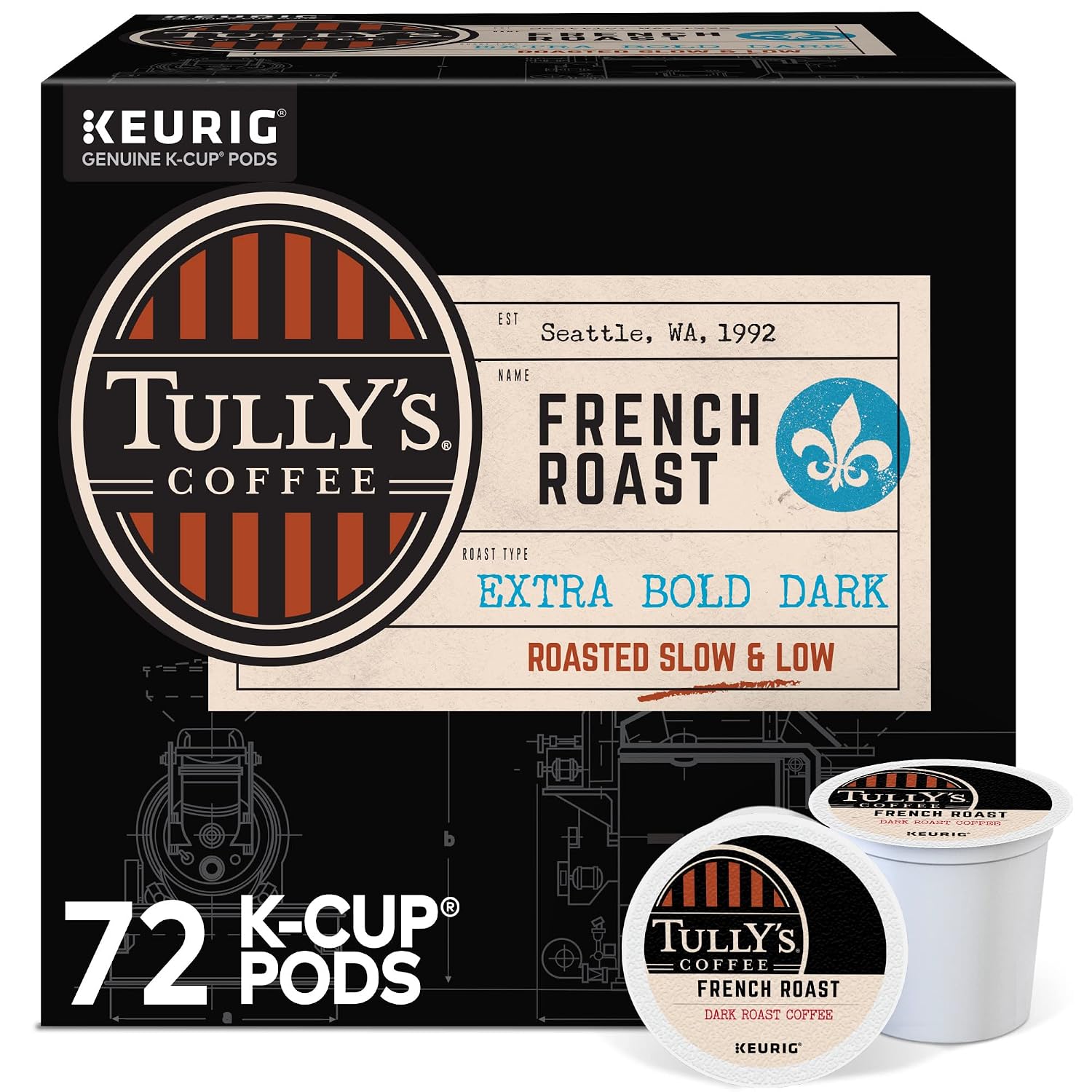 Tully's Coffee Hawaiian Blend Keurig Single-Serve K-Cup Pods, Medium Roast Coffee, 96 Count